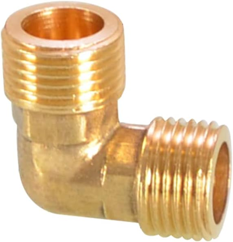 Threaded Fittings Brass Pipe, 90 Degree Elbow Connector Brass Hose Barb Fitting, BSP Thread Pipe Oil Gas Elbow Fitting Coupler (3/8" Male X 3/8" Male) image number 2