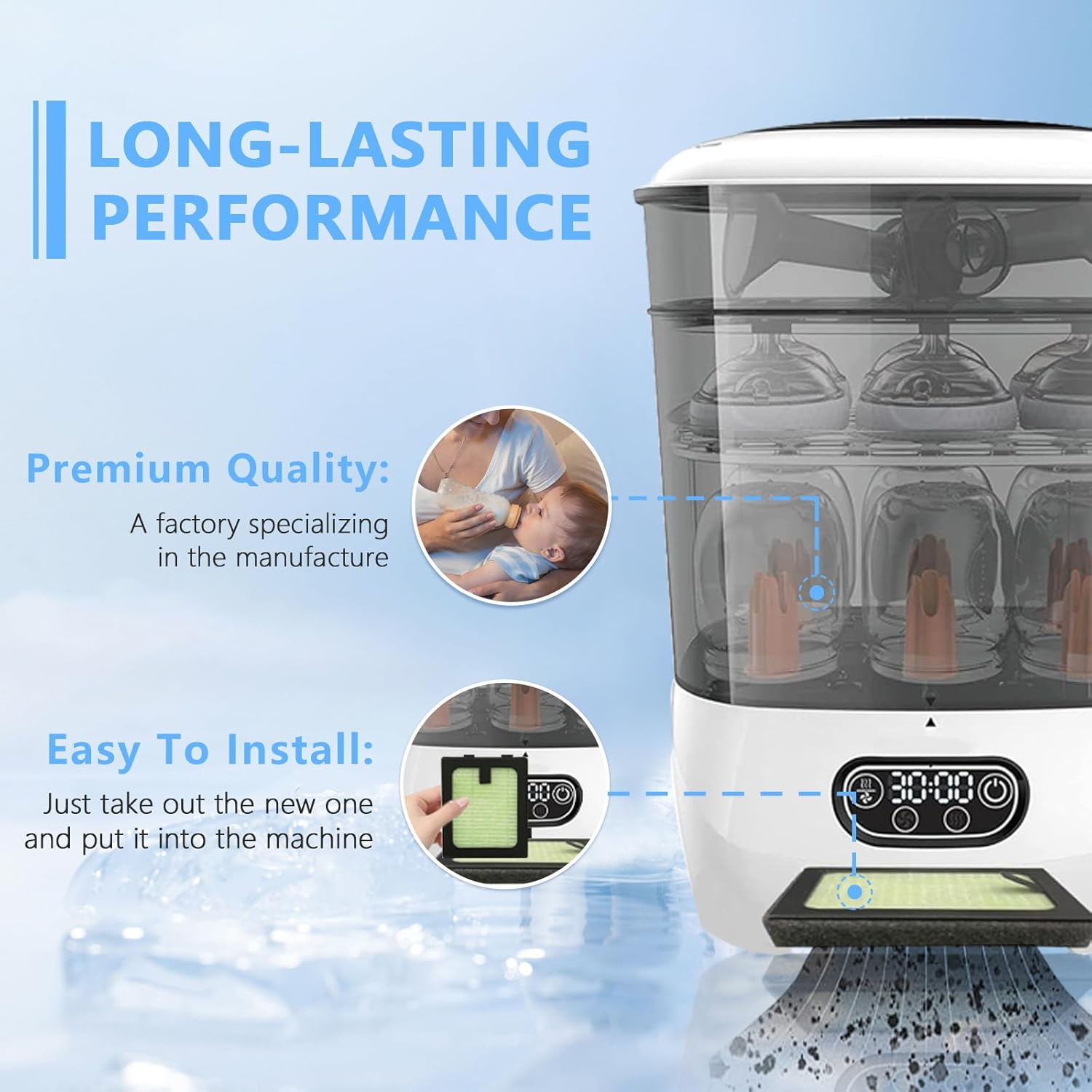 6 PCS HEPA Filter Replacement Compatible with Baby Brezza Bottle Dryer Advanced and Baby Brezza Bottle Washer Pro image number 6