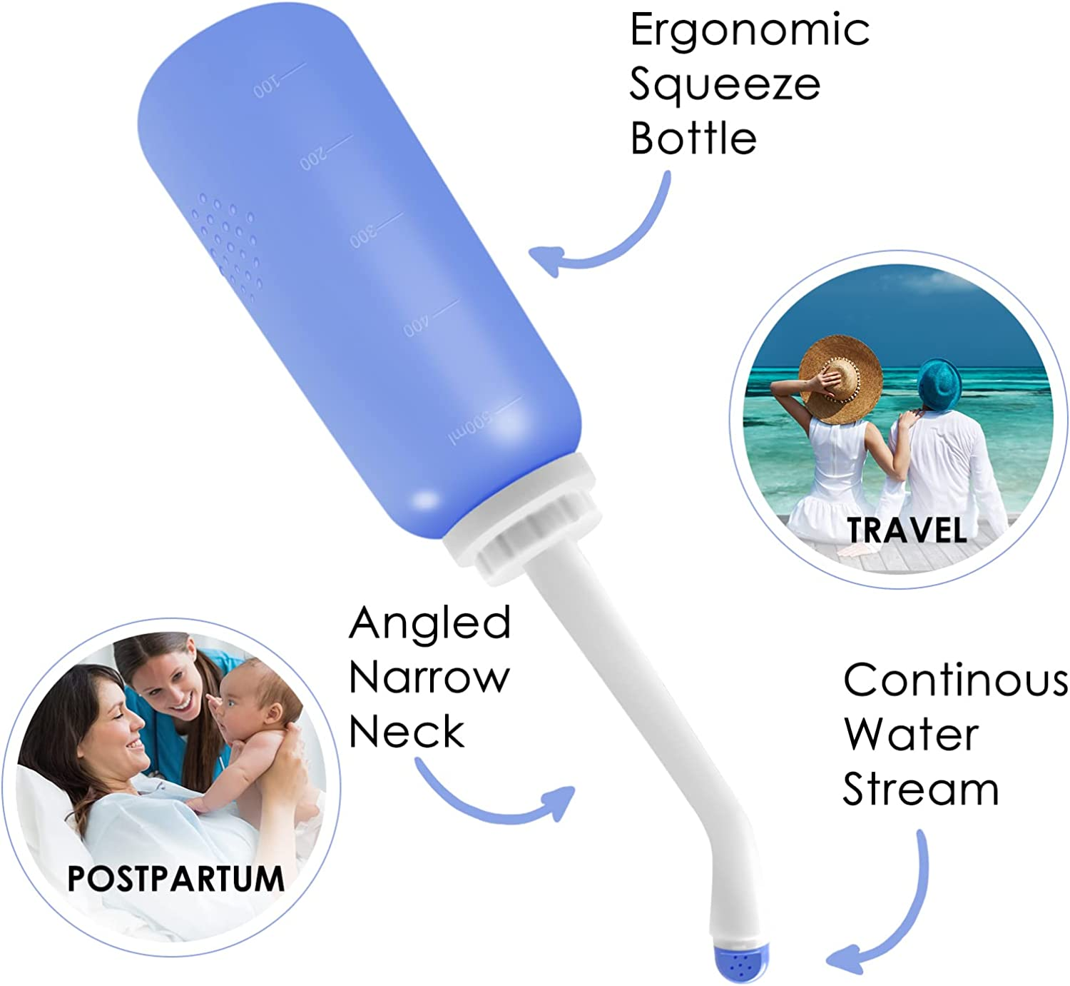 RUFCRIL Peri Bottle, Portable Travel Bidet with Carry Bag, TPE Material Can Be Boiled, 500Ml Capacity with 2 Sealing Ring,Essentials for Postpartum Perineal Care,Hemorrhoid Treatment,New Baby image number 4