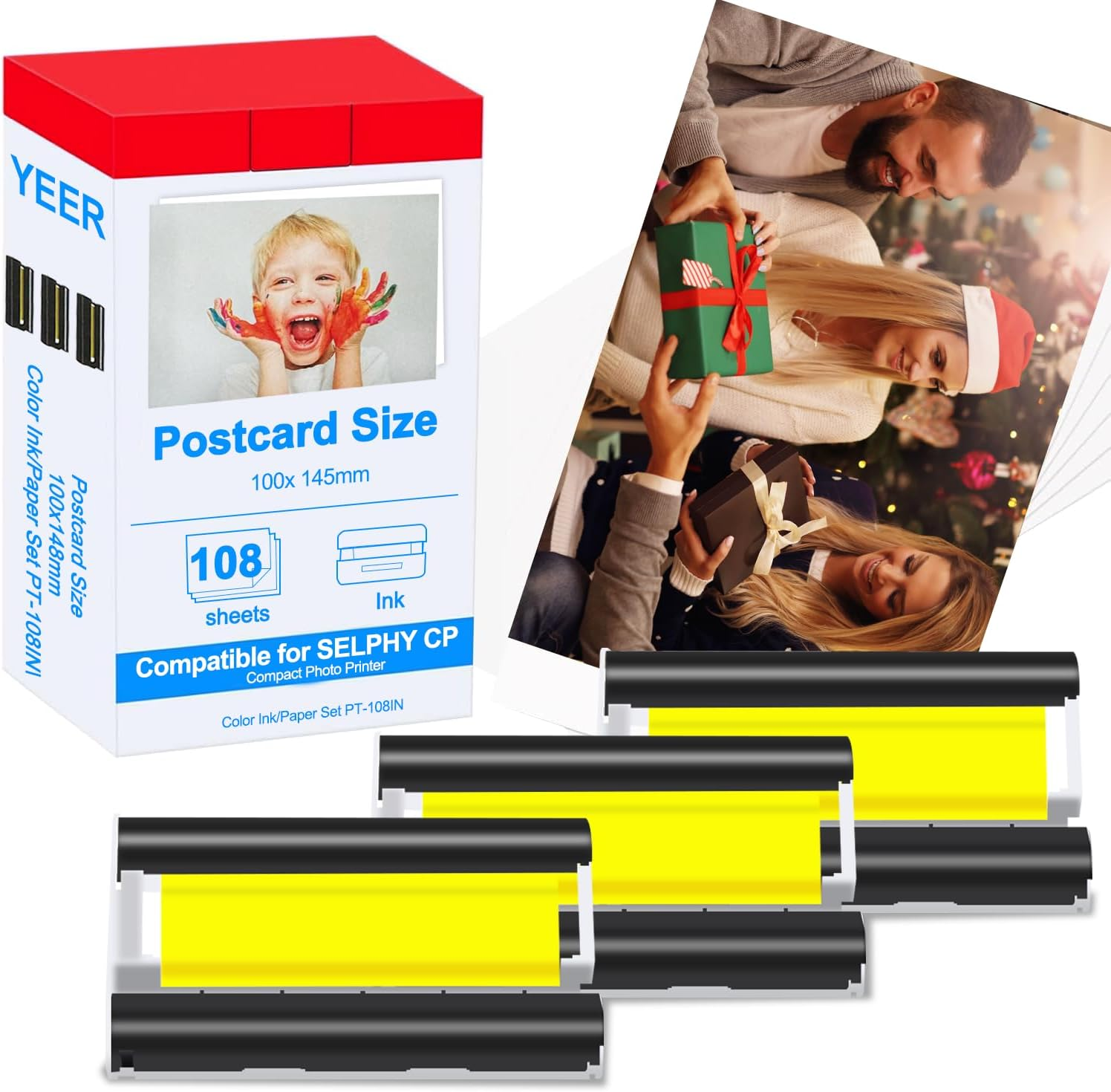 Compatible for Canon Selphy CP1500 Ink and Paper KP-108IN Color Ink Set Compatible for SELPHY CP1500 CP1200 CP910 CP900 CP760 CP770 Wireless Compact Printer (4 X 6 Inch 108 Sheets+3 Ink Cartridges image number 4