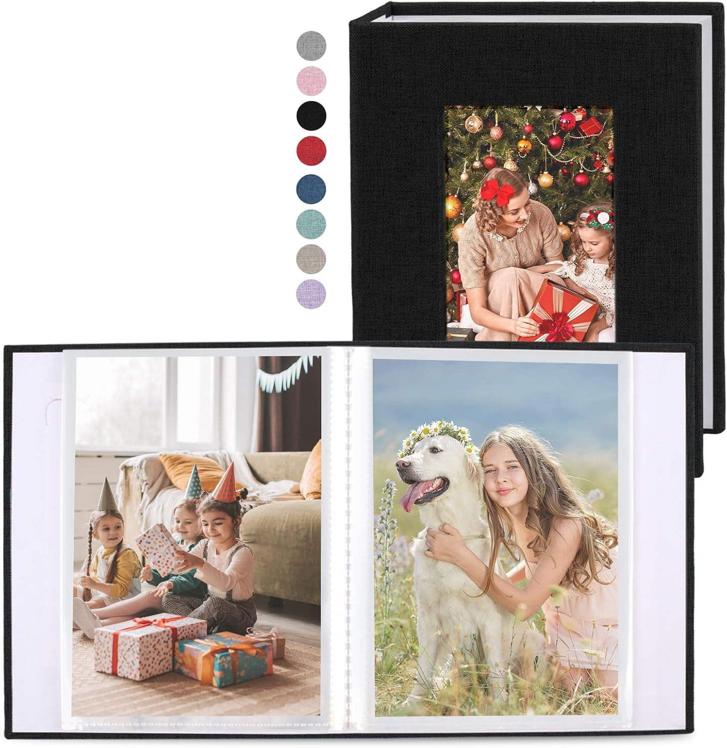 Vivinin 2 Pack Photo Album 4X6, Linen Cover Photo Album, Small Photo Album Book for 36 Pockets Hold 72 Pictures, Picture Book for Photos Family Anniversaries Baby Vacations（Gray)