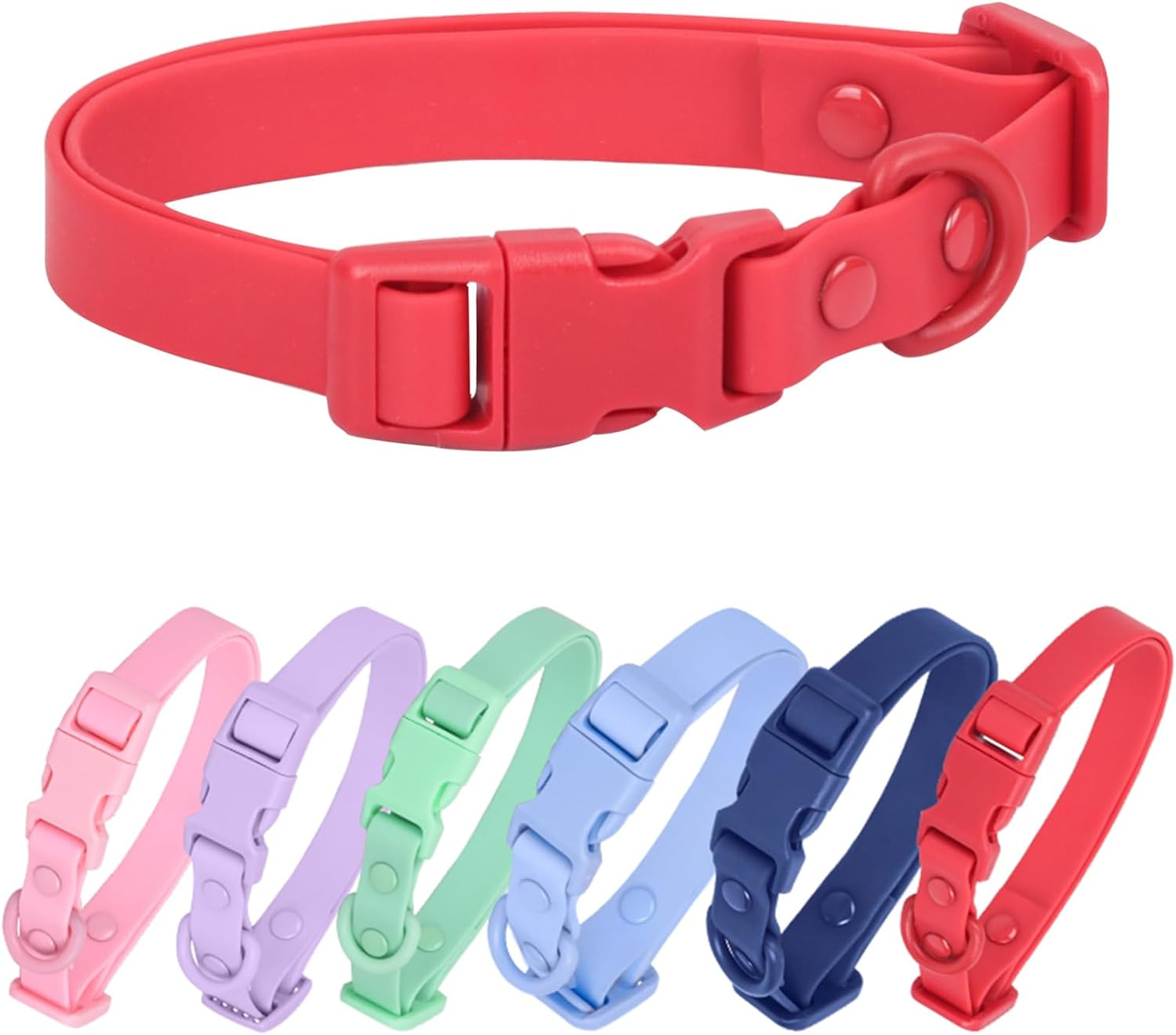 Waterproof Dog Collar Soft Rubber Dog Collar with Safety Buckle Adjustable Pet Collars for Small Medium Large Dogs