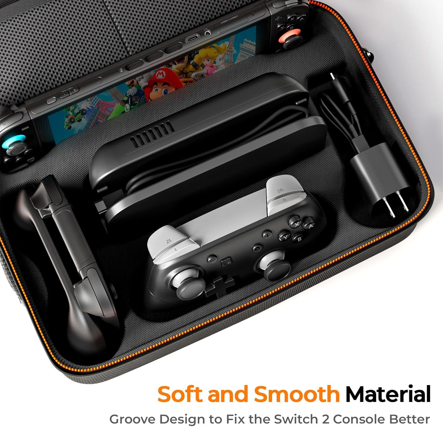 COOWPS Case for Nintendo Switch 2, Hard Shell Full Protection All-In-One Travel Case with 4Pcs Thumb Grip Caps & 20 Game Card, Slots Soft Lining Carrying Case for Switch 2 Accessories Pro Controllers image number 4