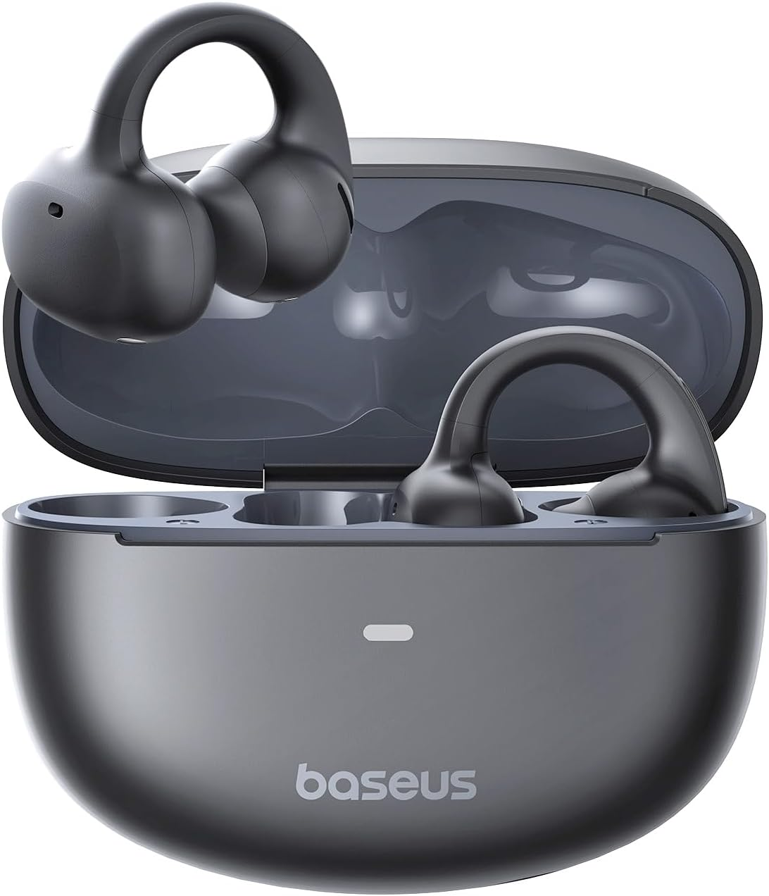 Baseus Bowie MC1 Open Ear Headphones, Ear Clip with Impressive Sound, Adaptive Bass Enhancement, Bluetooth 5.4, Noise Cancelling for Calls, IP57, 40H Battery, 5.2G Buds - Interstellar Black
