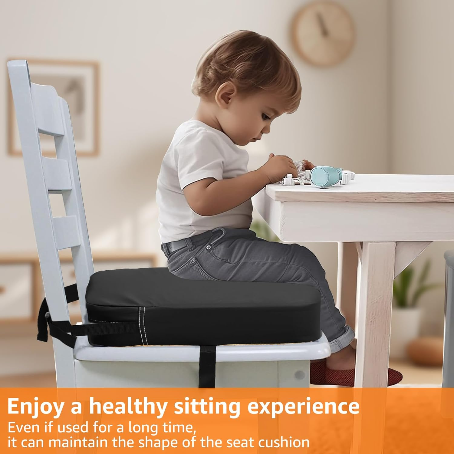 Awobepl Toddler Booster Seat Portable Stable Kids Booster Seat Pad Comfortable Safe Increasing Chair Cushion for Home Children Usage image number 5