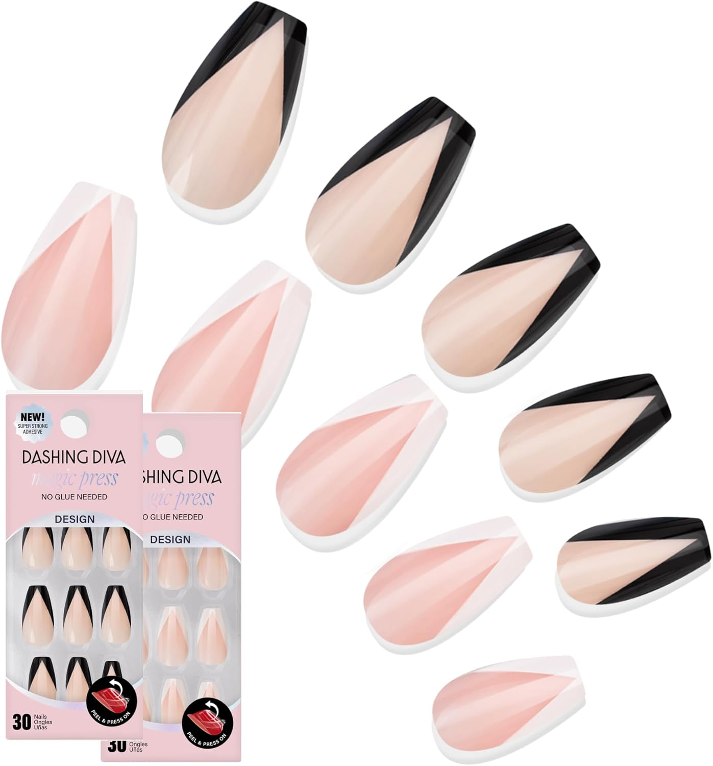 Dashing Diva Magic Press Nail Bundle - Dreaming in Pastel Collection - Short Square Press on Nails - Pink Passion & Inner Peace - Long Lasting Gel - Lasts up to 7 Days - 2 Sets