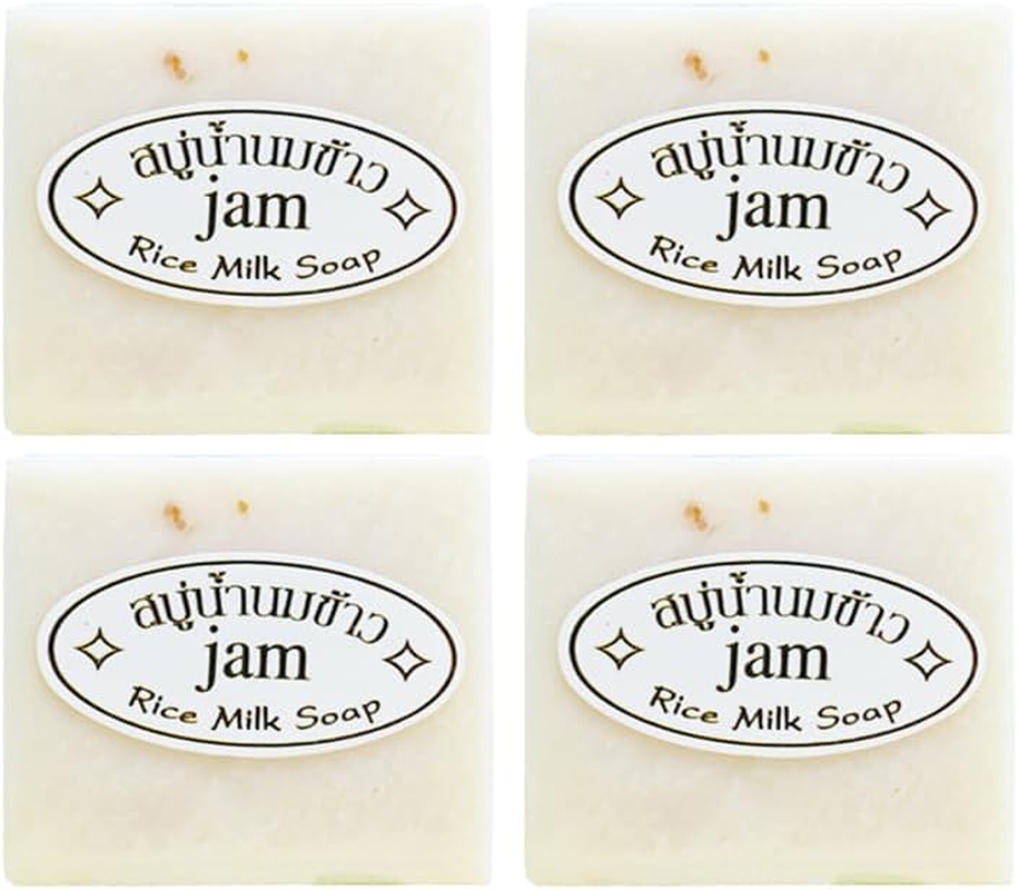 Thailand Original JAM Rice Milk Soap 65Gx4 Pack Rice Soap Bath Soap Collagen Soap image number 4