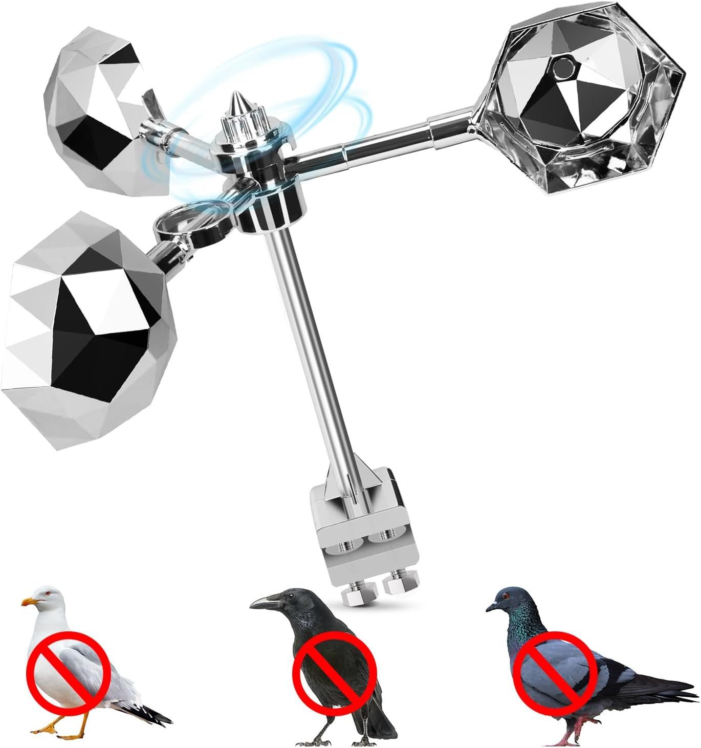 YIKEDAN Bird Deterrent for Outside, Bird Repellent Outdoor, Bird Reflectors Spinning Wind Powered Scarer Device to Keep Pigeon Possum Owl Away image number 2