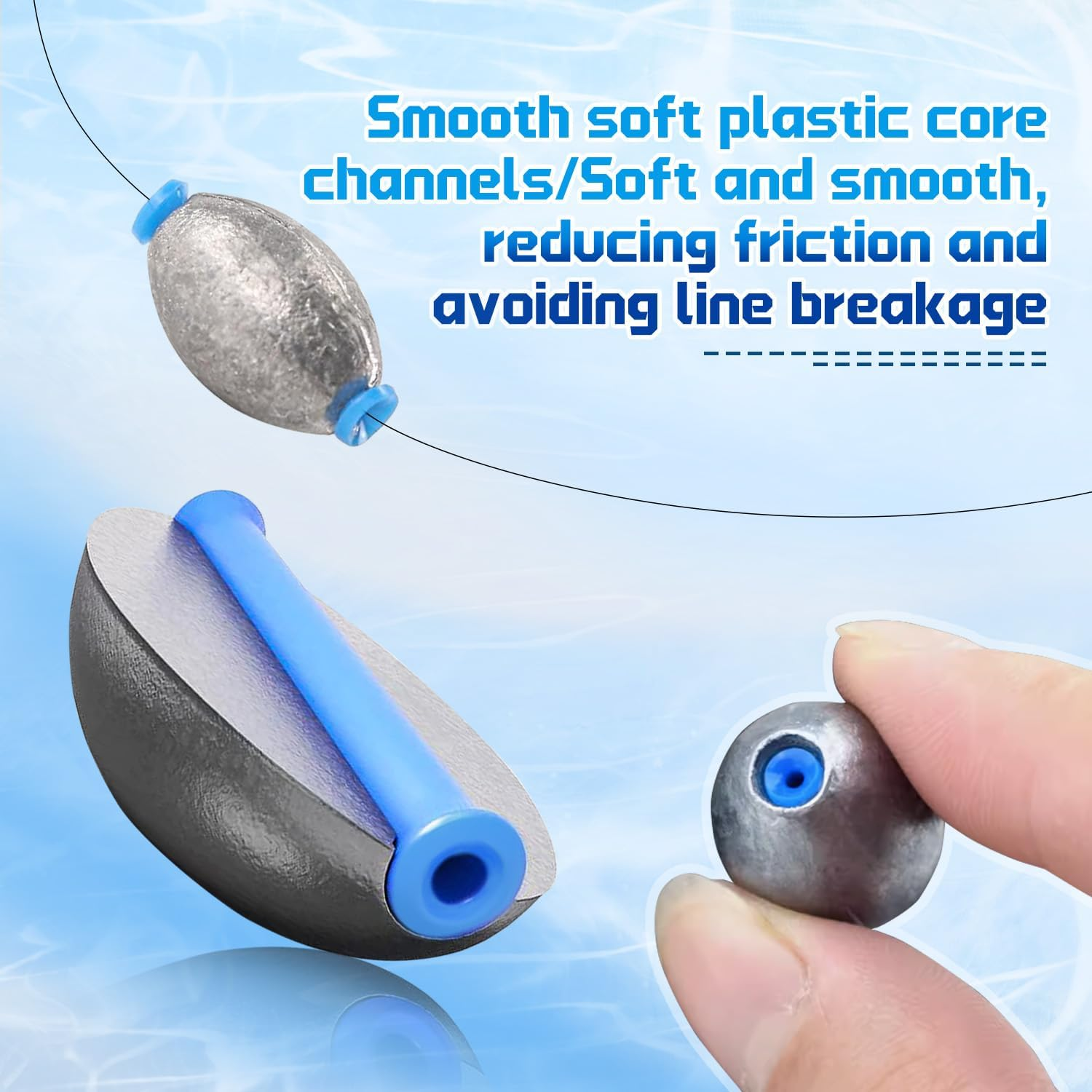 WALWAL Fishing Egg Sinker Weights, Olive Shape Inner Bass Lead Casting for Saltwater and Freshwater(2G*12+5G*12+10G*12) image number 1