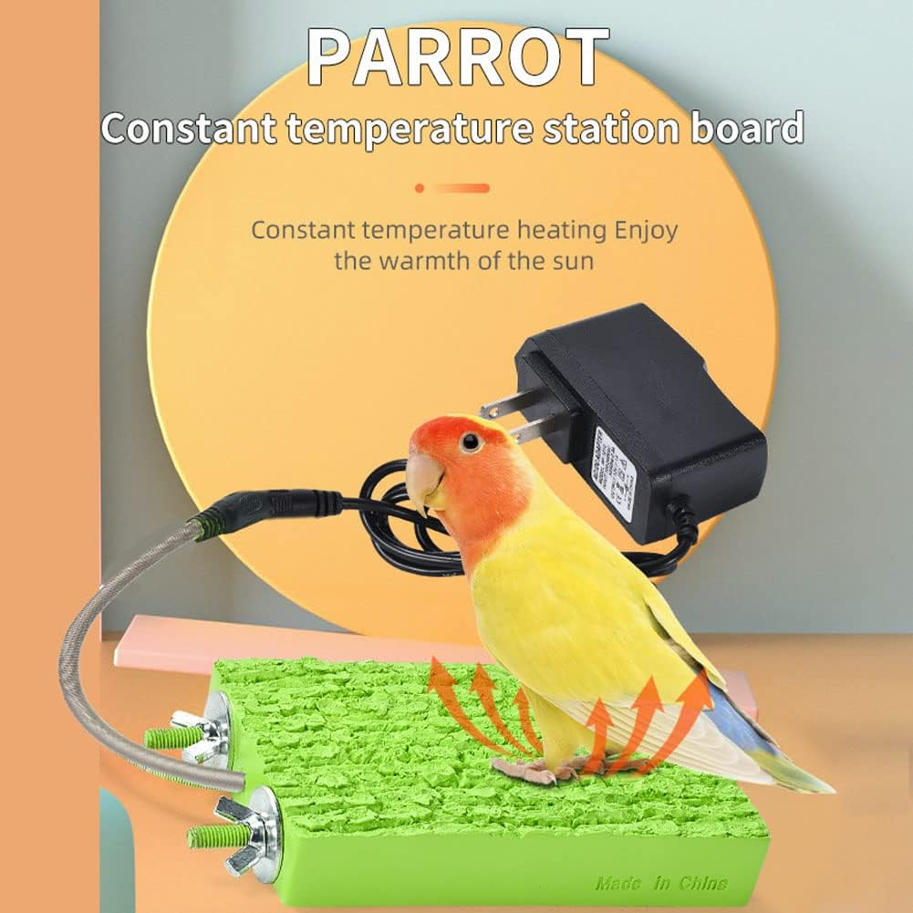 Bird Warmer for Cage Bird Perch Stand Platform Warm Heating, Heating Bird Perch Platform for Exotic Pet Birds, 12V 5W African Grey, Parakeets, Parrots image number 4