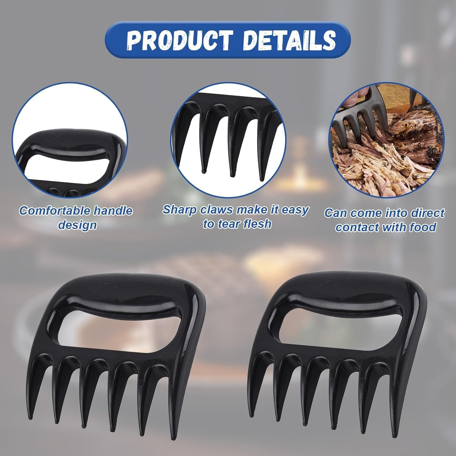 2Pcs Chicken Shredder,Chicken Shredder Tool,Meat Claws for Shredding,Meat Shredder Tool,Shredding Claws,Bbq Claws for Shredding Meat. image number 5