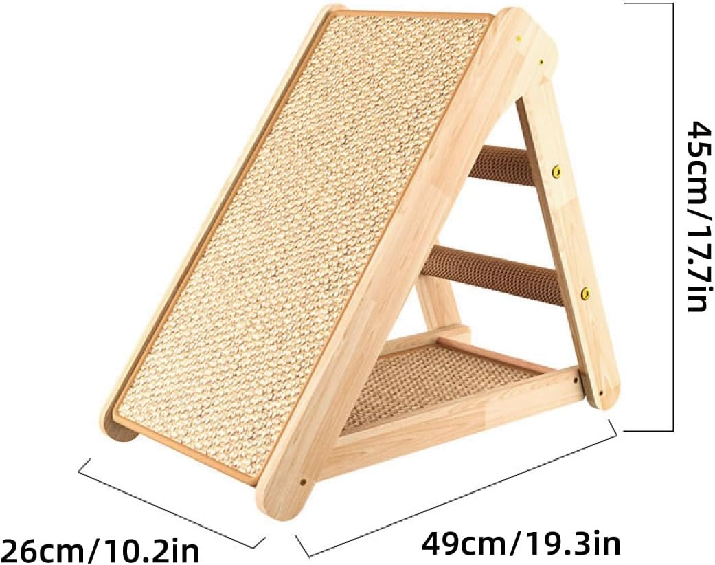 AIMALL Wooden Cat Scratching Board with Sisal Pad, 19.3X10.2X17.7In Wear-Resistant Cat Climbing Frame and Nest, Space-Saving Natural Wood Colour Interactive Cat Toy for Indoor Cats image number 2