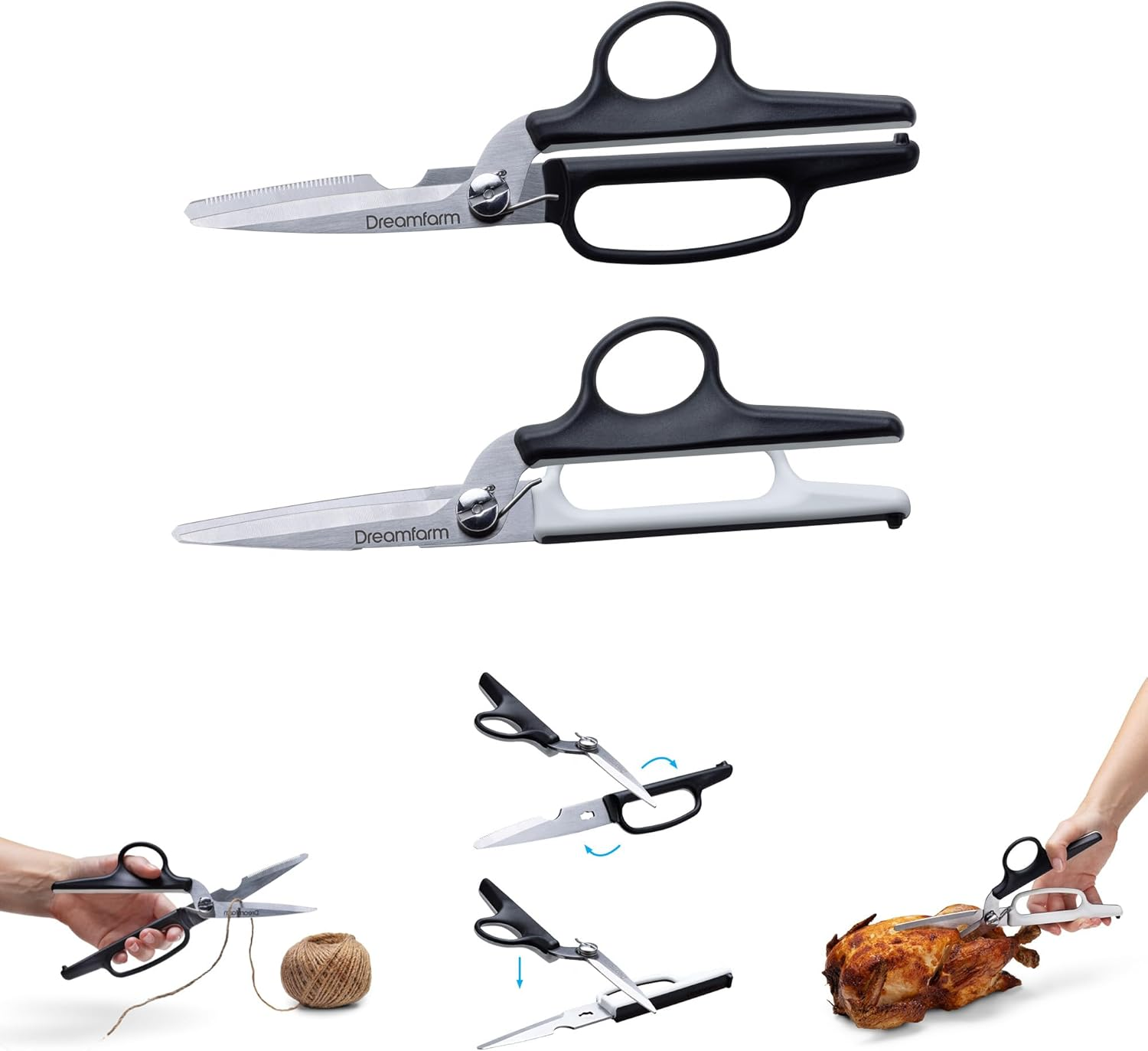 Dreamfarm Bishears 2-In-1 Kitchen Scissors That Flip to Become Powerful Shears - Black/White image number 1