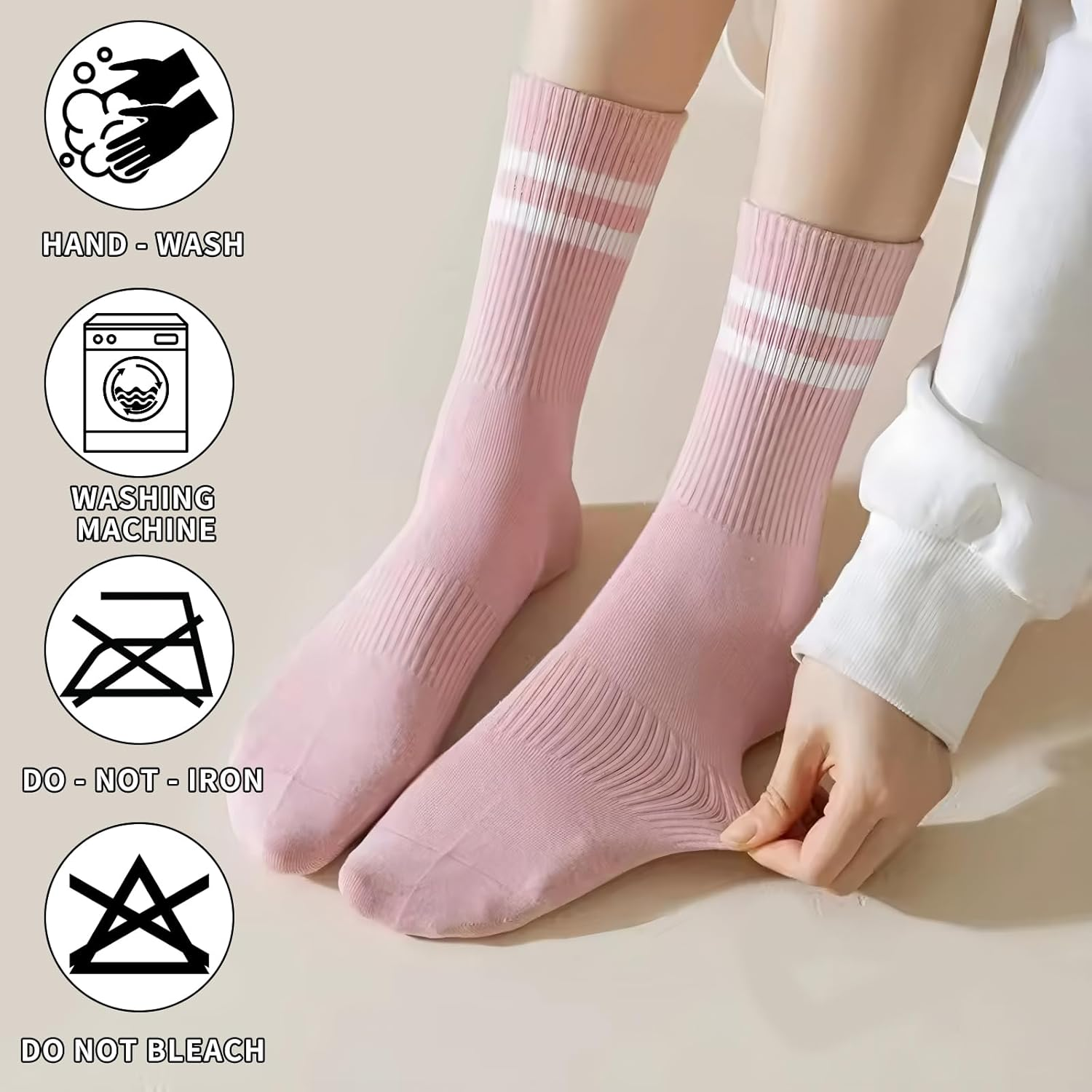 Pilates Socks, 4 Pairs Pilates Yoga Socks with Grips for Women, Anti-Slip Yoga Pilates Sock for Hospital, Dance, Barre, Barefoot image number 6