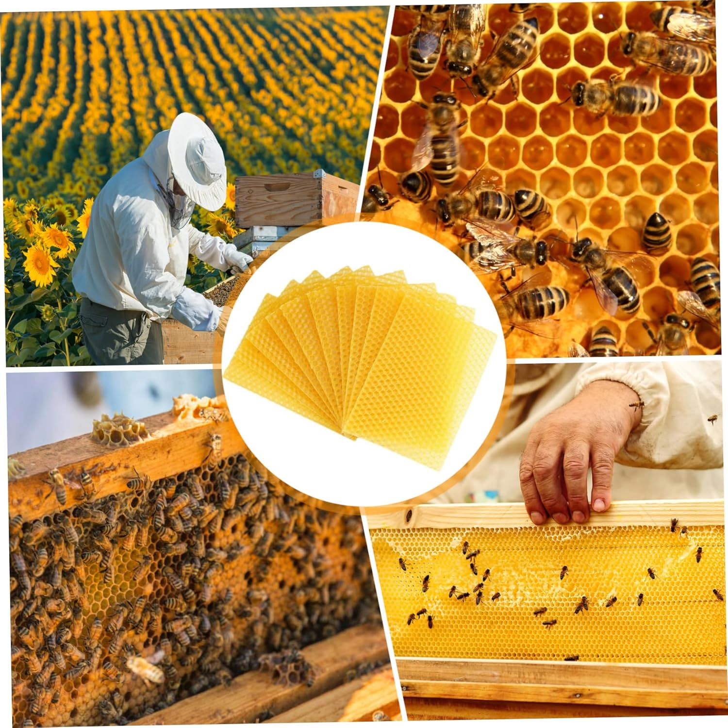 Beeswax Sheets 30Pcs Beeswax Foundation Sheets Wax Foundation for Bee Frames Natural Honeycomb Sheets Beeswax Sheets for Candle Making Beekeeping Supplies