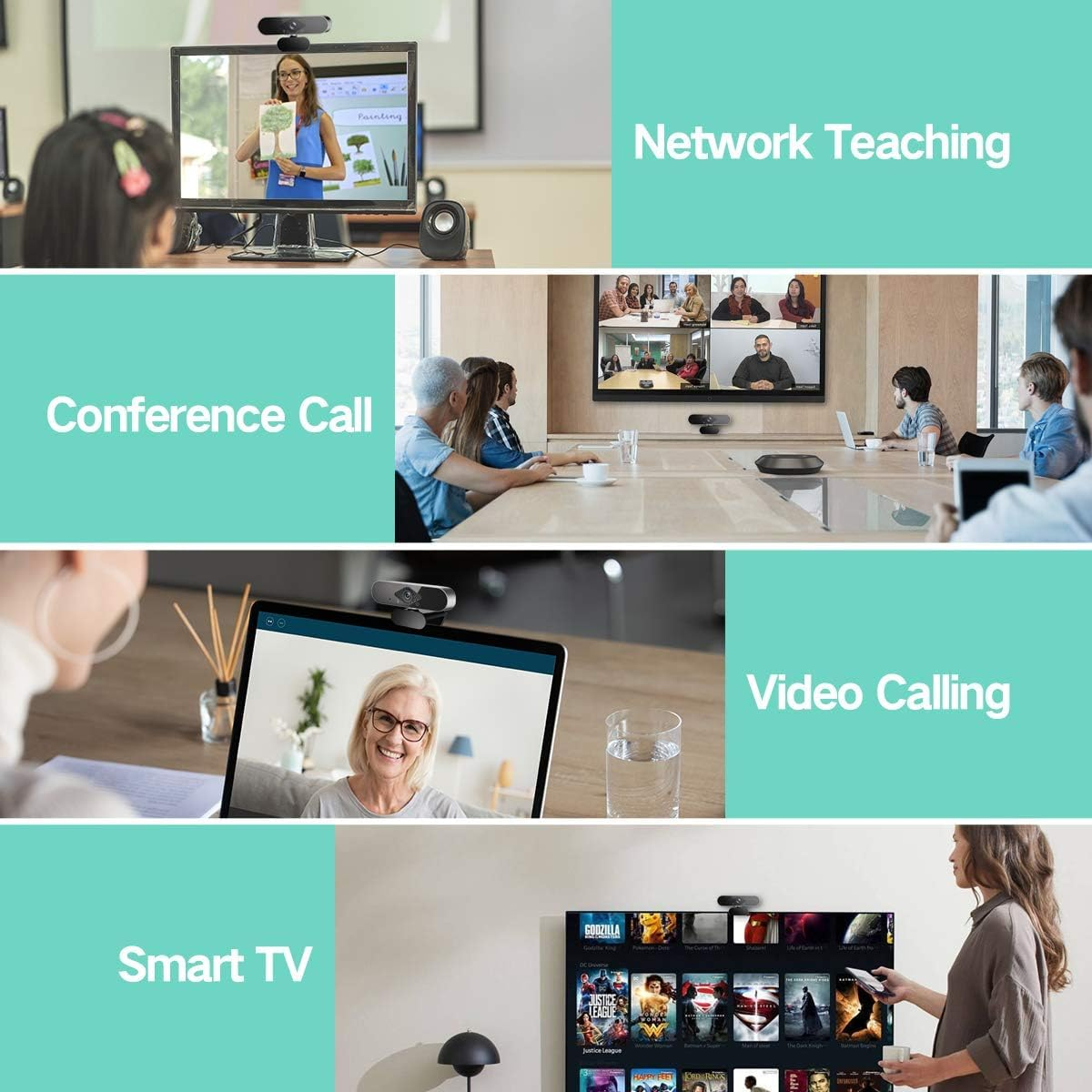 FHD 1080P Webcam with Microphone, AUTO Low Light Correction Webcam, Noise-Cancelling, Streaming Web Camera with Privacy Cover Laptop Macbook or Desktop Camera for Video Call/Zoom/Skype/Youtube