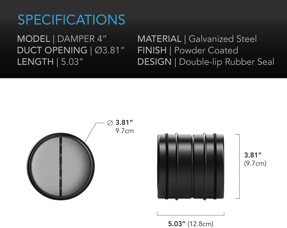 AC Infinity 4" Backdraft Damper, One-Way Airflow Ducting Insert with Spring-Loaded Folding Blades for 4&rdquo; Ducting in Range Hoods and Bathrooms Fans image number 4