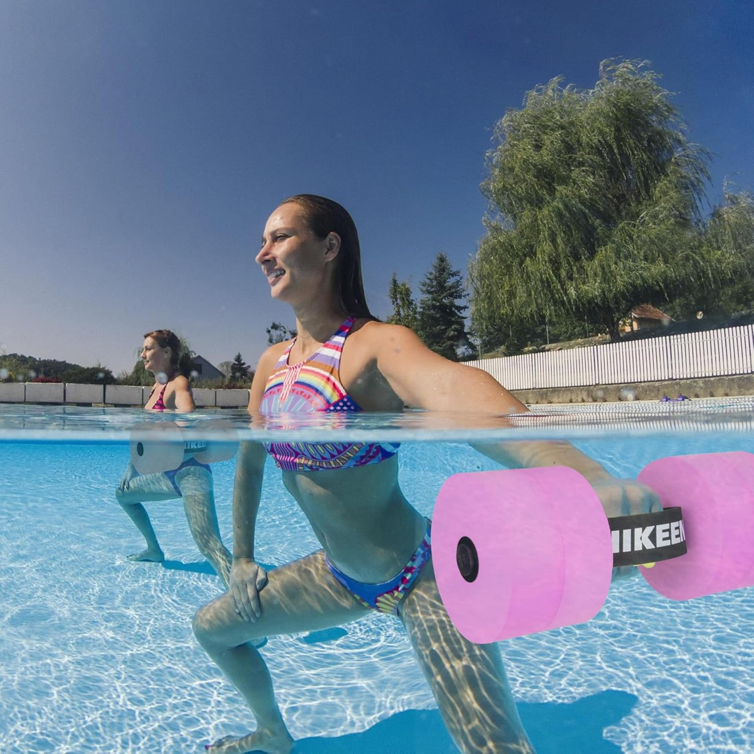 Hikeen Aquatic Exercise Dumbbells Water Dumbbell Pool Resistance Aquatic Fitness Barbells with 4 High-Density EVA Foam Pool Weights Dumbbells, for Water Aerobics Weight Loss image number 4