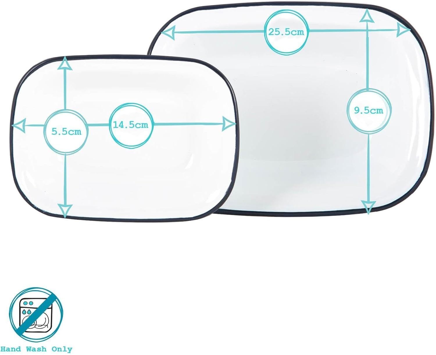 Argon Tableware Enamel Pie Dish Set - 2 Piece - Navy Rim - Dishwasher Safe Pie Dishes Enamel Cookware Oblong Pie Dish Oven Tray Bakeware Pastry Casserole Roasting Tin - Grey image number 7