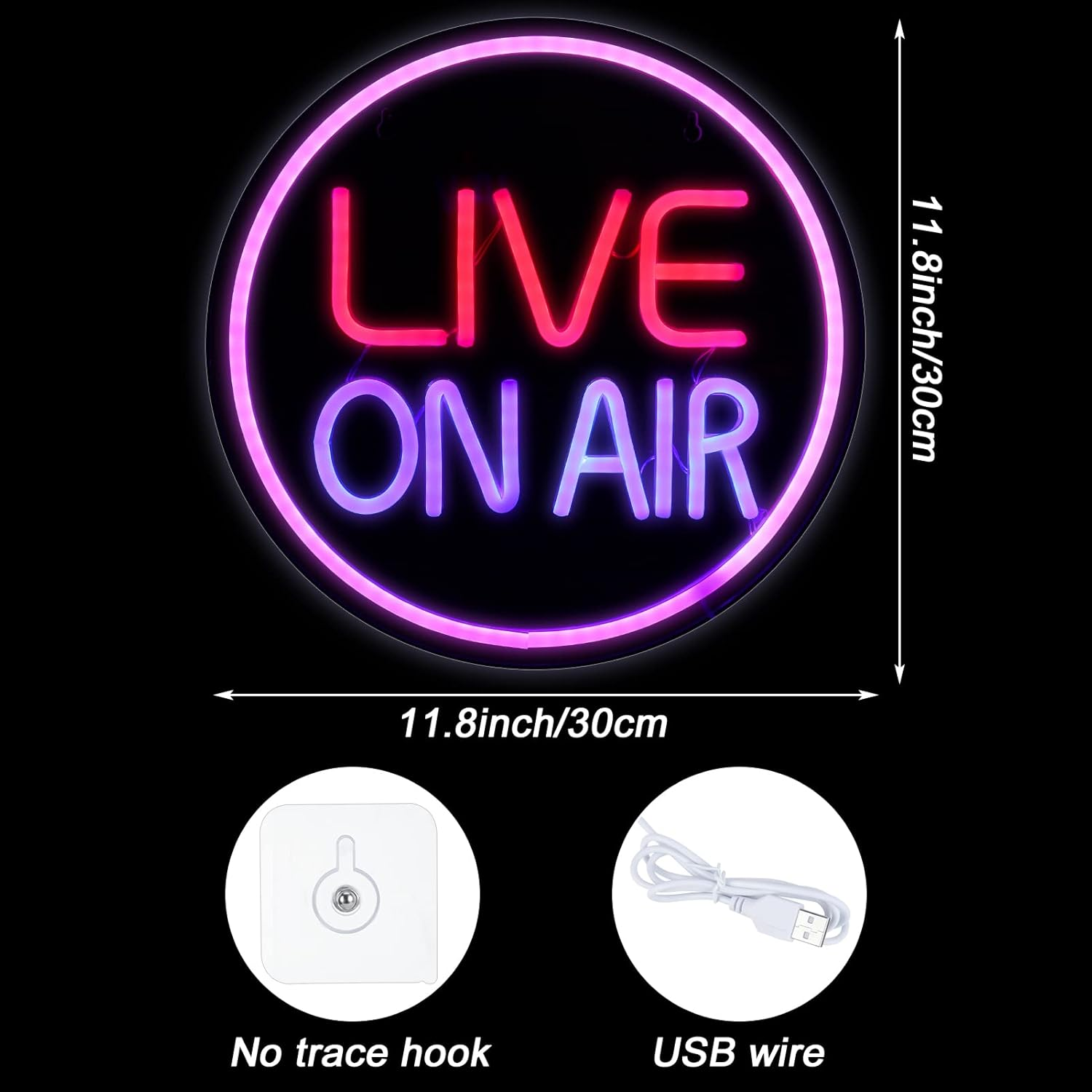 KABOER Live on Air Neon Light Sign,11.8'' LED Live on Air Neon Lights Decor,Usb Powered Live on Air Neon Wall Art Sign for Studio, Wall, Bedroom, Game Room Decor,Rtqoj7650 image number 3