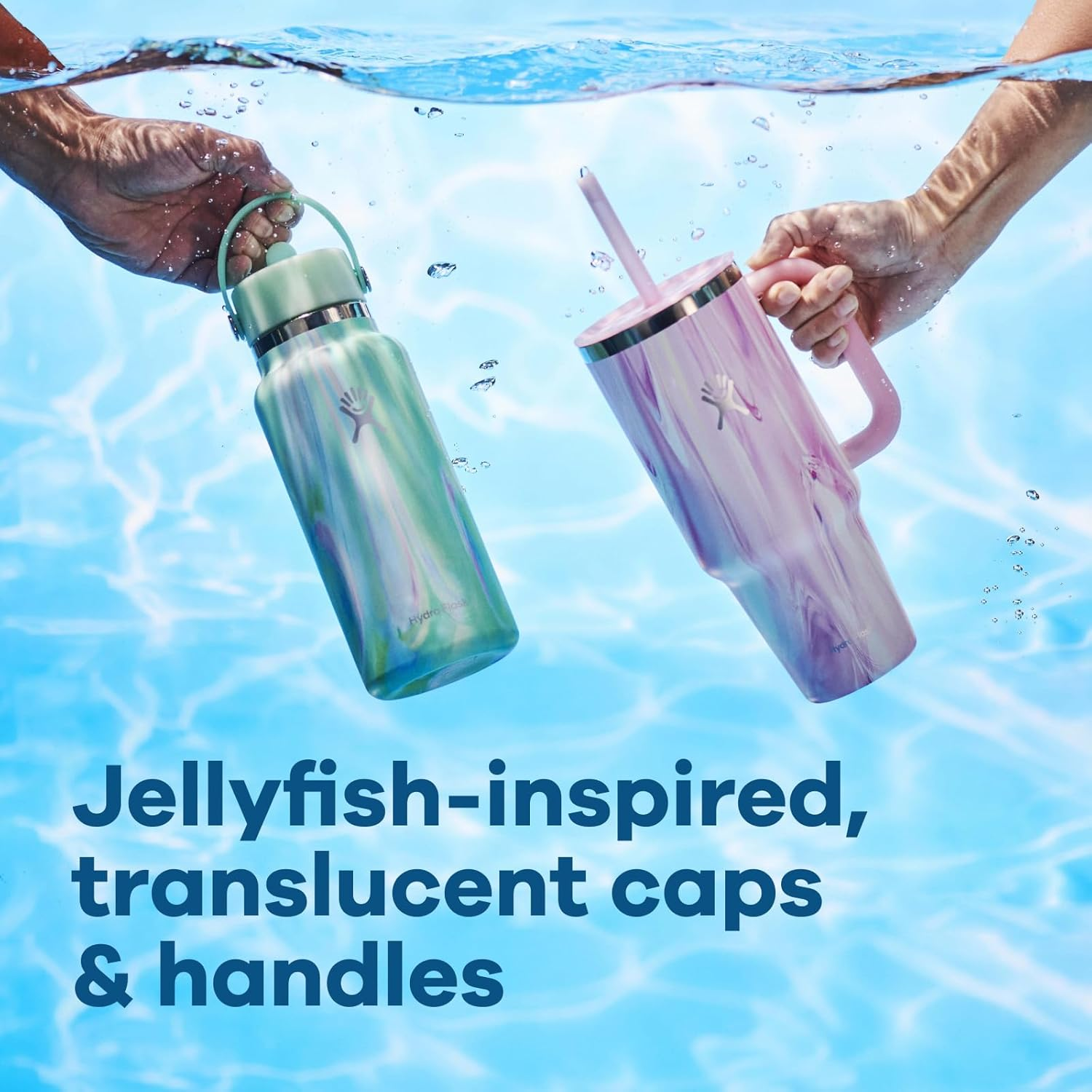 HYDRO FLASK - Wide Mouth Water Bottle 946 Ml (32 Oz) - Vacuum Insulated Stainless Steel Water Bottle with Flex Straw Cap - Jelly Green image number 2