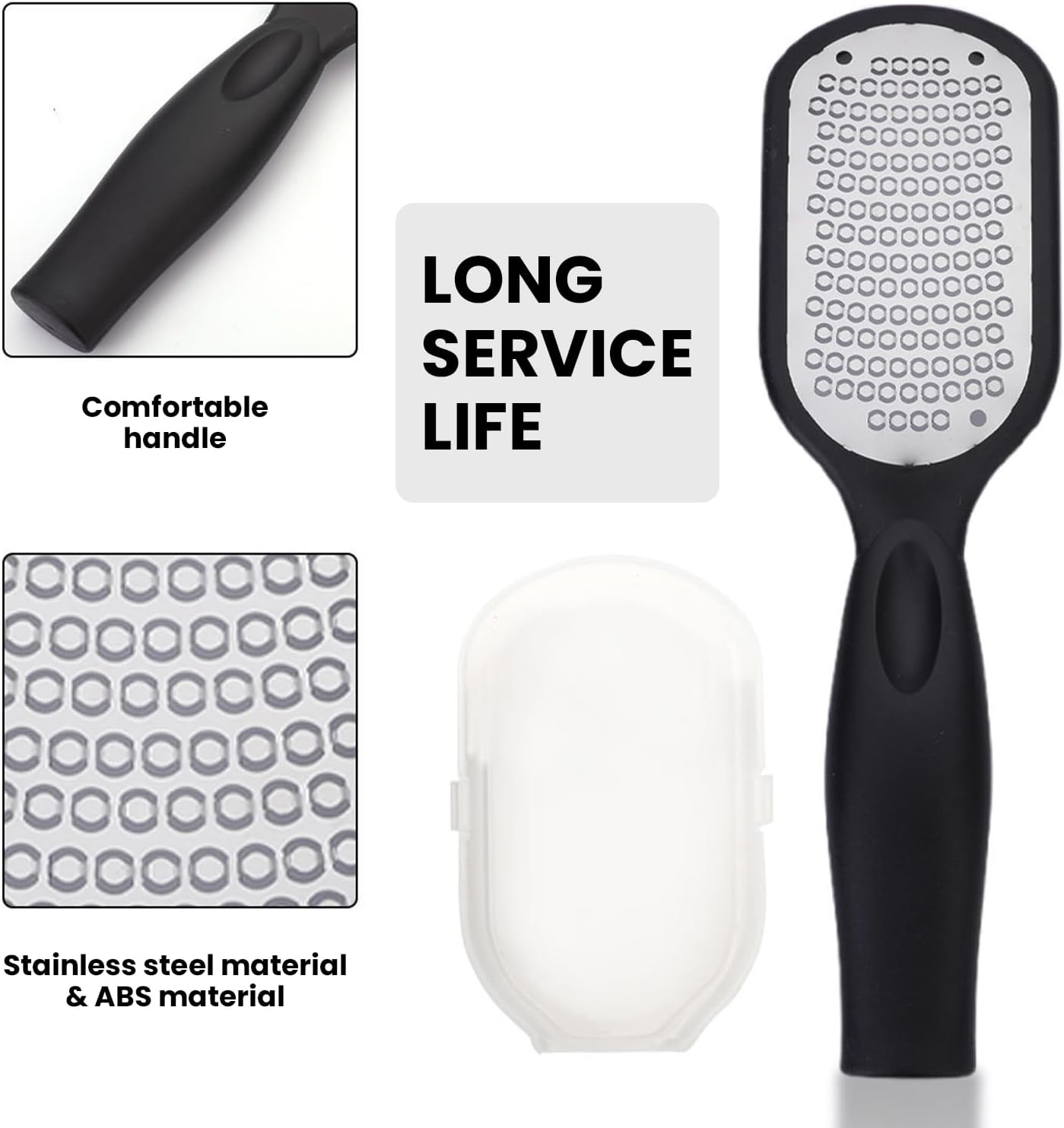 Agwenkui Foot File Callus Remover with Dead Skin Catcher - Foot File Callus Remover Tool for Mess-Free Pedicures, Effective Heel Scraper for Cracked Heel Treatment, Wet Dry Use Feet Rasp (Black) image number 1