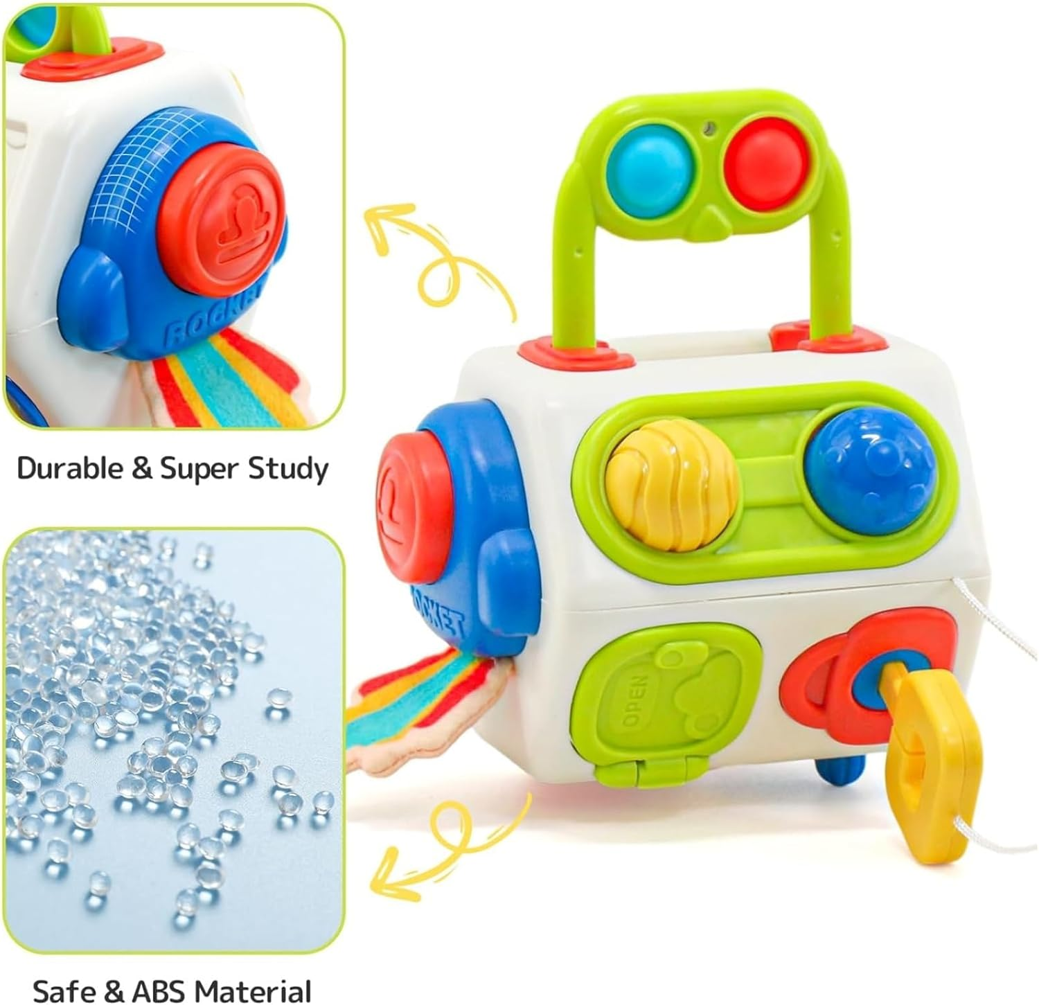 Busy Cube for Toddlers 1-3, Montessori Toys for 1 Year Old Sensory Activities Busy Board,Baby Gifts for 6 to 18 Months 1 2 One Year Old Infant Boys Girls,Fidget Busy Board Learning Toys image number 4