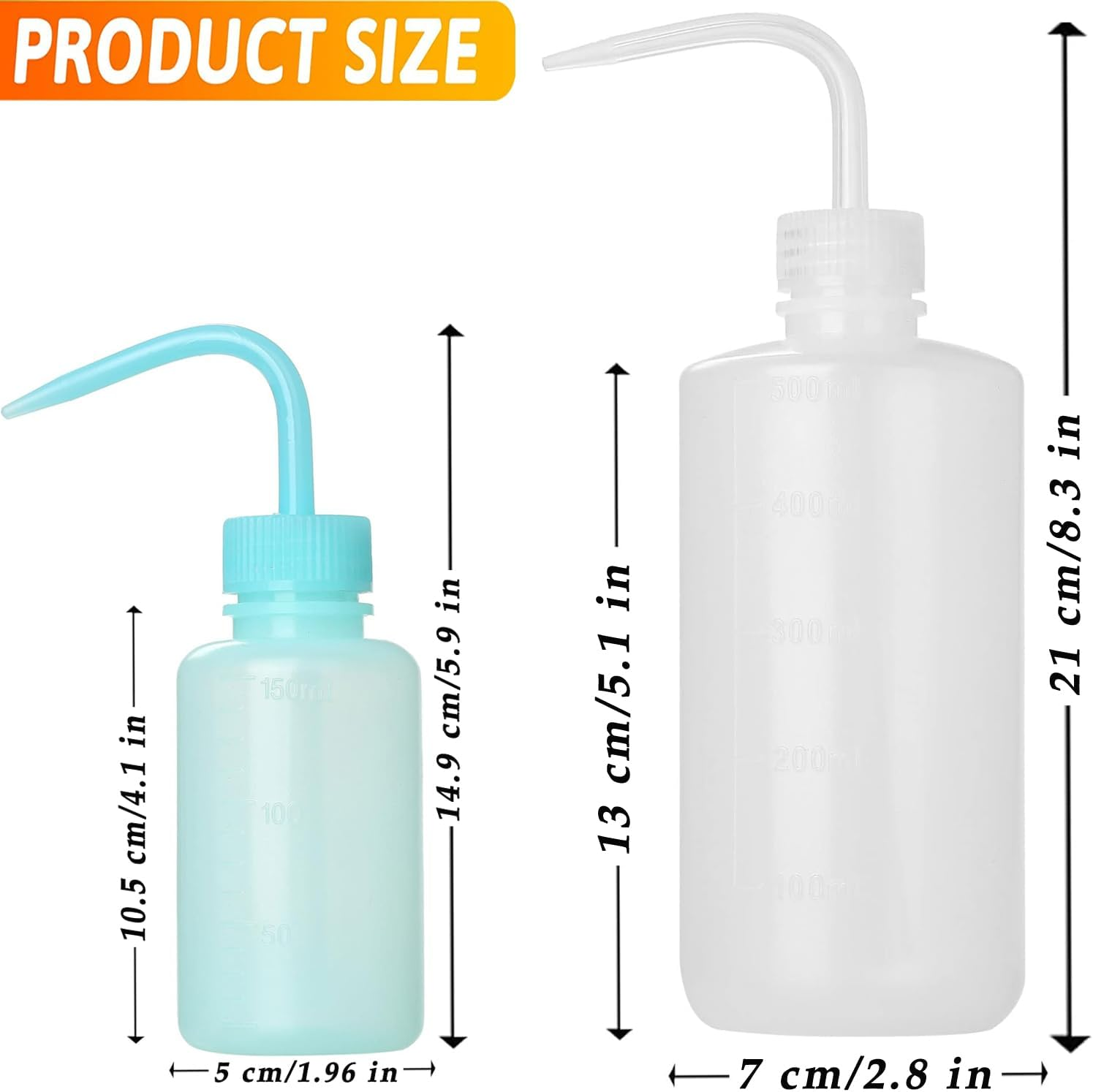 Squeeze Wash Bottle, 3 Pcs Plant Succulent Watering Bottle, Plastic Watering Can Tattoo Wash Bottle with Narrow Mouth, for Chemistry, Industry, Lab & Gardening (150Ml, 250Ml,500Ml) image number 2