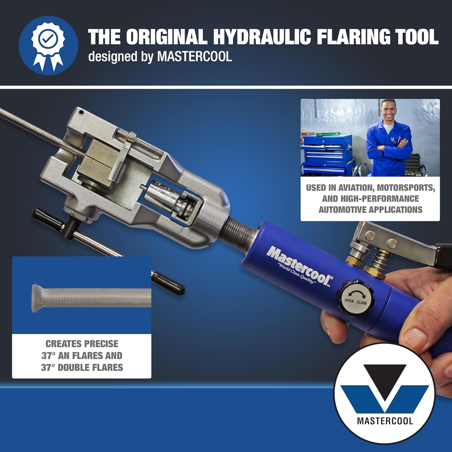 Mastercool 72480 Blue & Silver 37 Degree Flaring/Double Flaring Hydraulic Tool Kit
