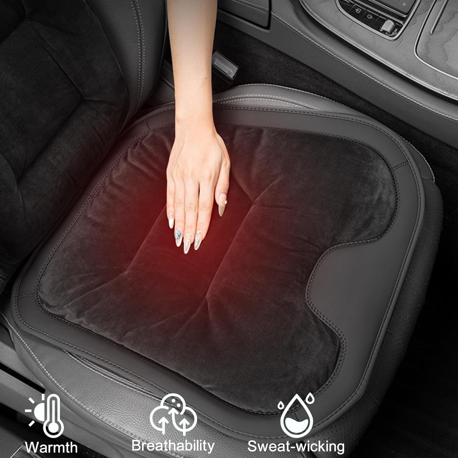 Car Seat Cushion, Leather Seat & Back Cushions, Universal Anti-Slip Wear-Proof Pressure Relief Comfort Velvet Liner Booster Seat Cushion Protector for Car, Office Chair (Flannel Seat & Back Cover) image number 6