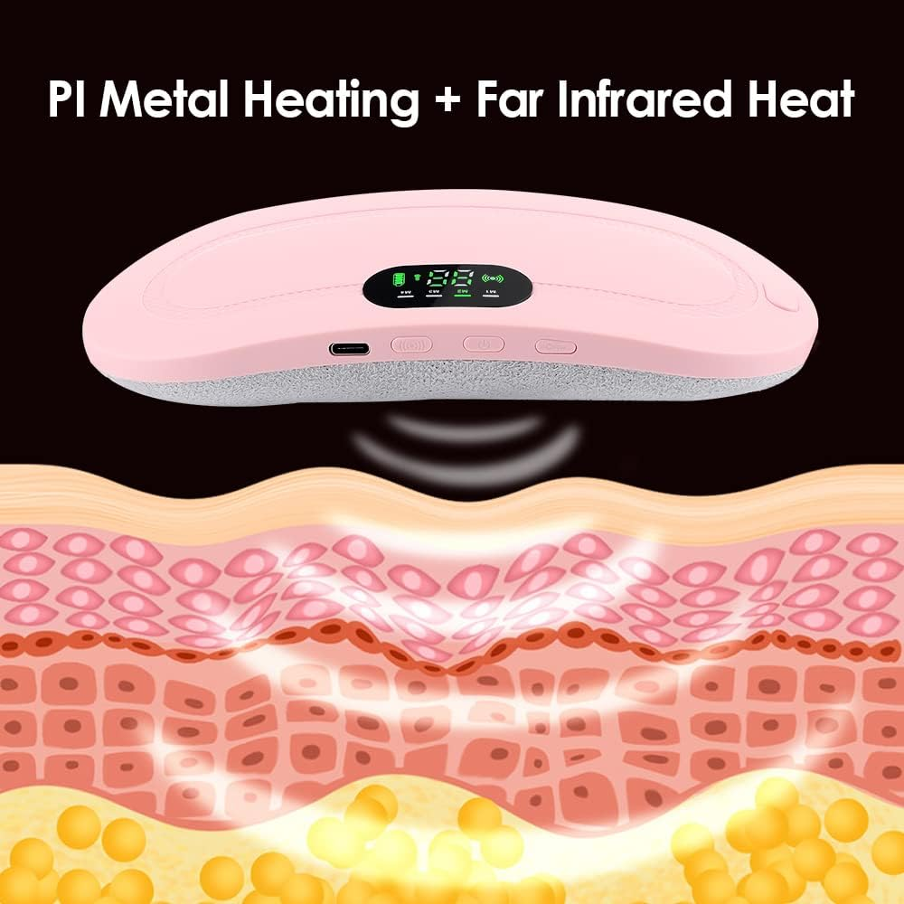 Heating Pad for Cramps, Menstrual Heating Pad with 3 Temperature Settings, 4 Vibration Modes, Digital Display, Quick Heat, Pink image number 1