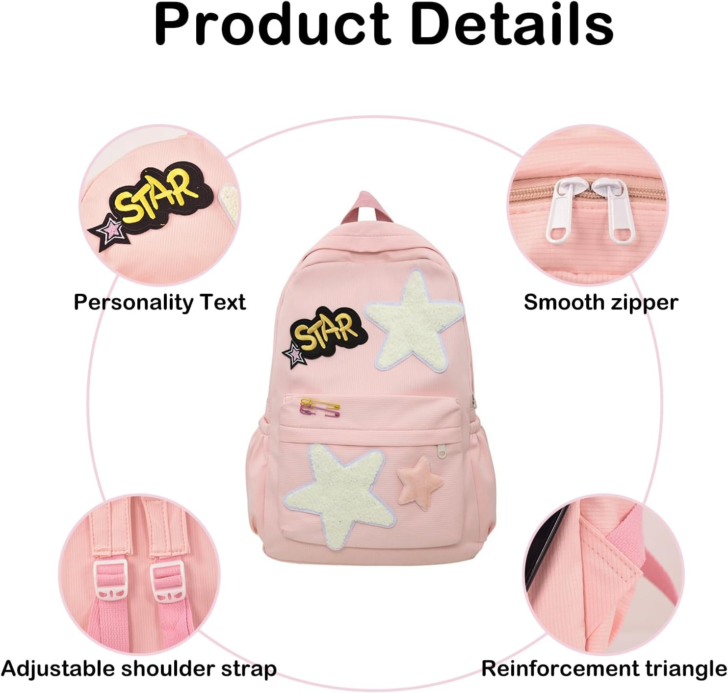 Lifelix Y2K Backpack Preppy Trendy Stars Aesthetic Bookbag Cute College Laptop Bag Casual Rave Daypack - Blue image number 4