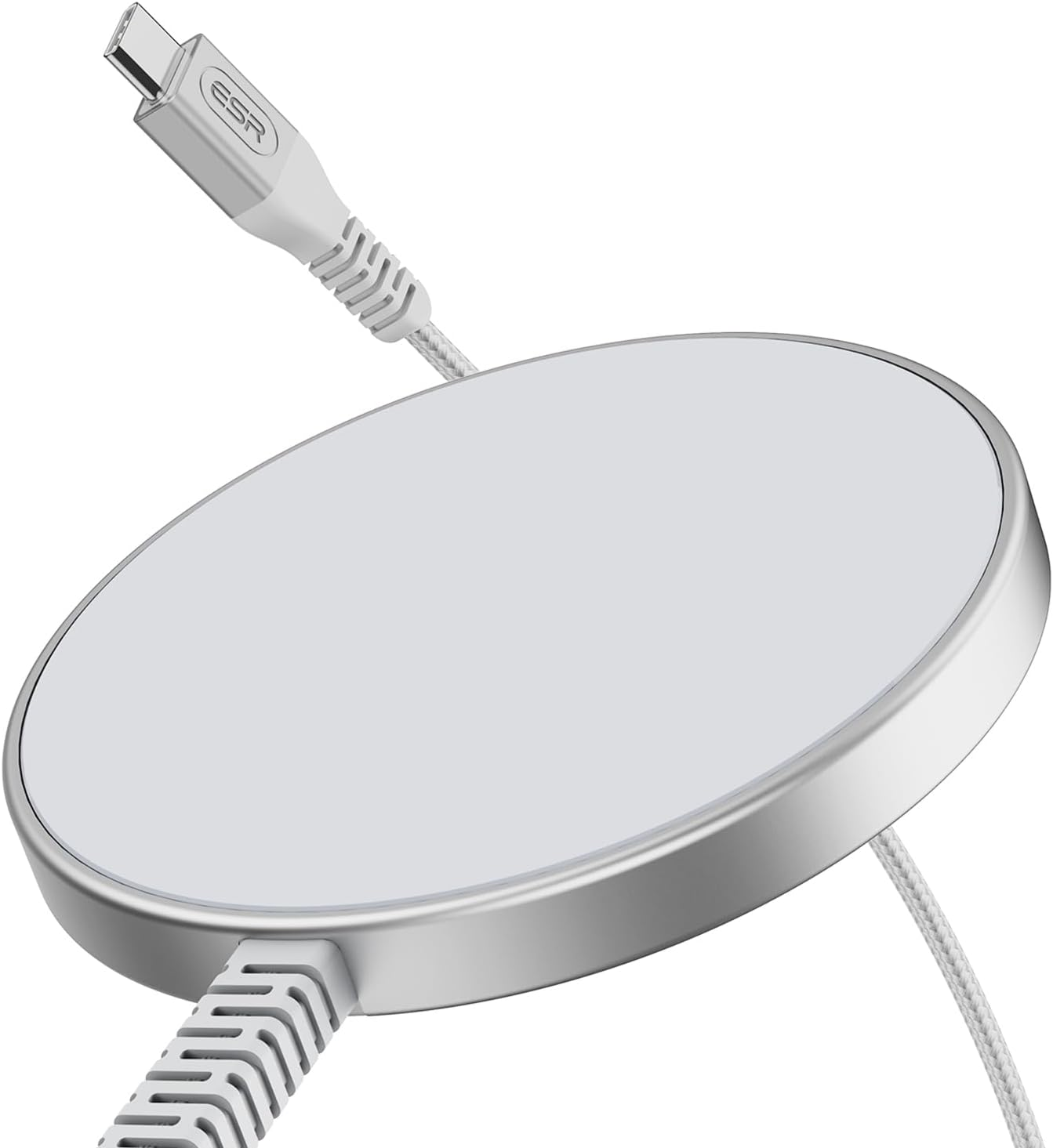 ESR Halolock Wireless Charger, 15W Magsafe Charger, Wireless Charging Pad for Iphone 17/16/15/14/13/12 Series, Airpods 4/3/Pro/Pro 2, Google Pixel 10, Silver