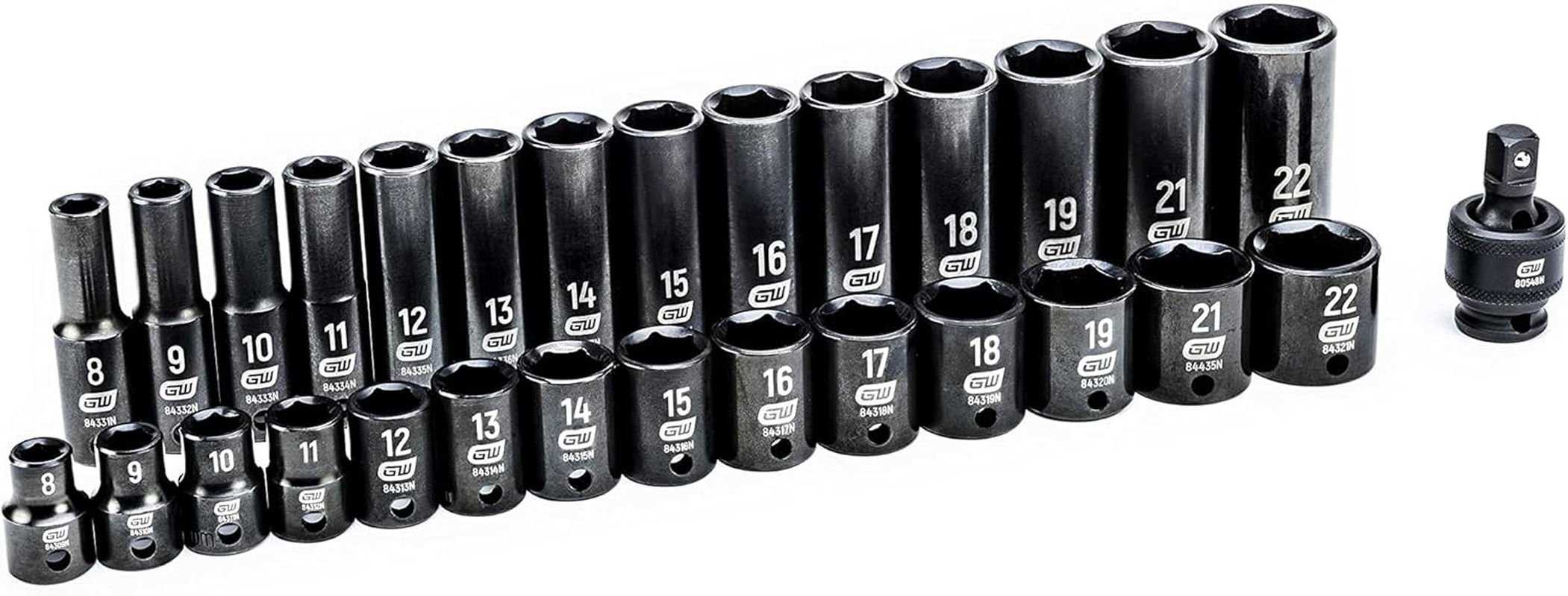 GEARWRENCH 3/8-Inch Drive 6 Point Standard and Deep Impact Metric Socket 29-Pieces Set, Black, 84925N image number 2