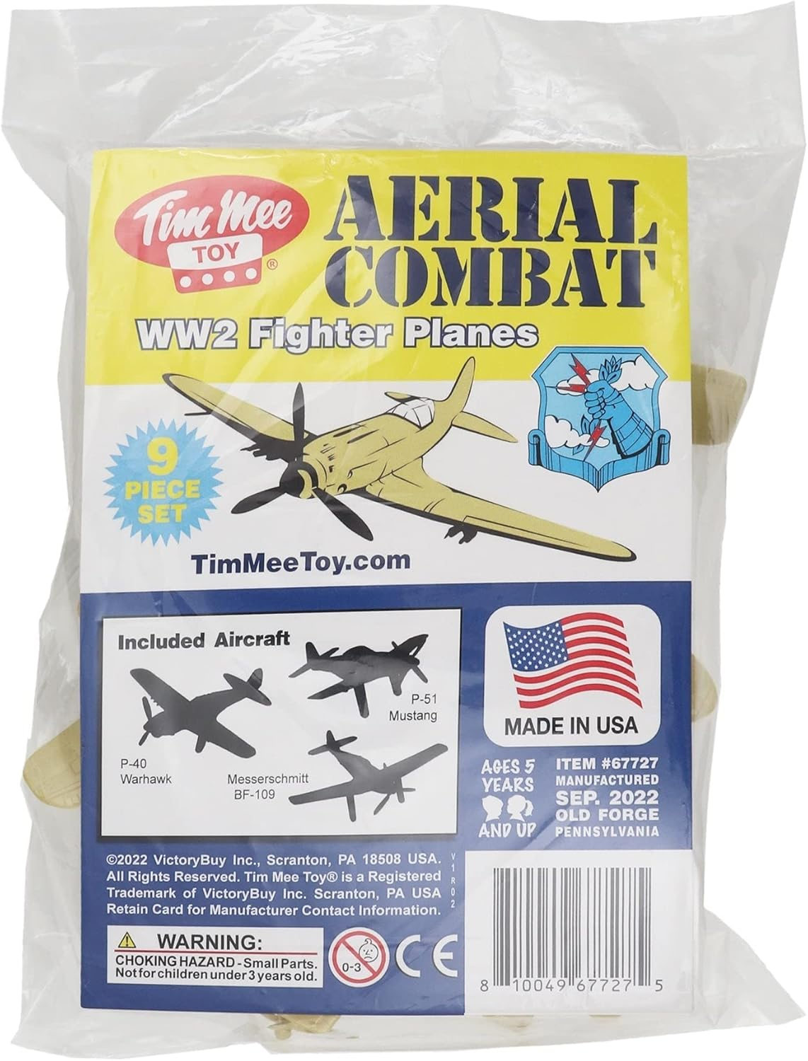 Tim Mee Toy Timmee WW2 Fighter Ace Planes - Tan 9Pc Plastic Army Men Airplanes USA Made 67727 - Gray image number 5
