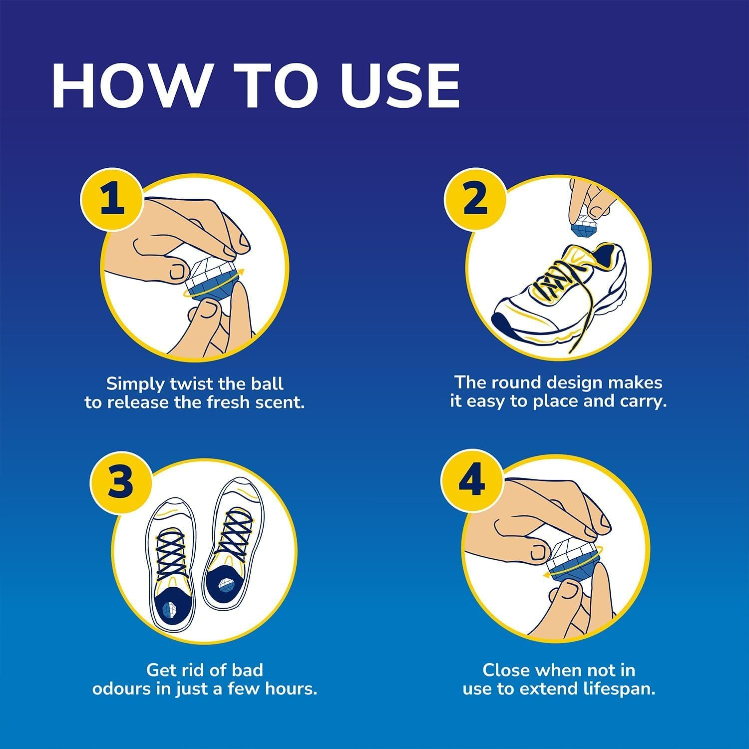 Dr. Scholl'S Shoe Deodoriser Balls - Keeps Shoes, Football Boots, Gym Bags Smelling Fresh, Clinically Tested Shoe Deodoriser with All-Day Freshness, Reusable and Long-Lasting, Shoe Odour Eliminator image number 5