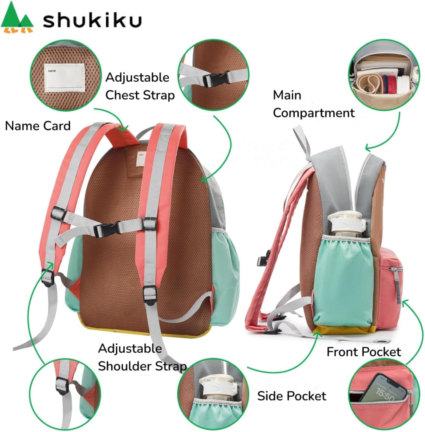 Toddler Kids Backpack for Daycare, Shukiku Lightweight Water Resistannt Preschool Backpack for Girls, Kindy Backpack with Chest Strap