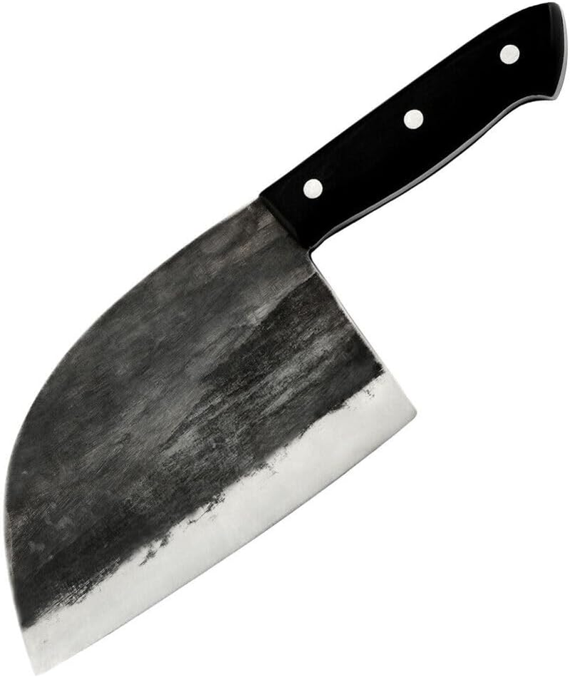 Ariv Hommey 6.5 Inch Handmade Serbian Chef Knife Cleaver Forged Cutting Butcher Knives High Carbon Steel Razor Sharp V-Shaped Blade Cleavers Ergonomic Full Tang Wood Handle W/Carrying Sheath image number 3