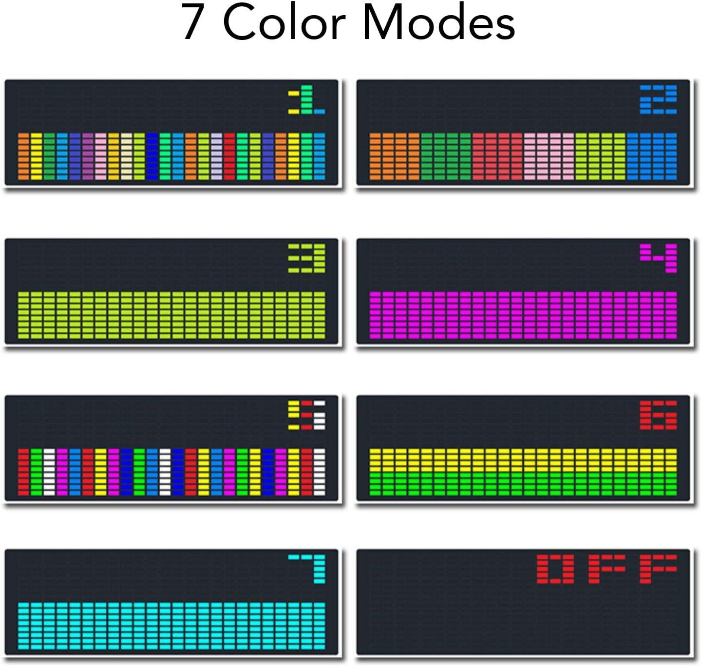 Colorful LED Music Spectrum Display, Audio Spectrum Analyzer, Rhythm Light Level Voice Sensor Clock, RGB Music Sound Meter Display for Musicians, 12 Dynamic & 7 Color Effects image number 4