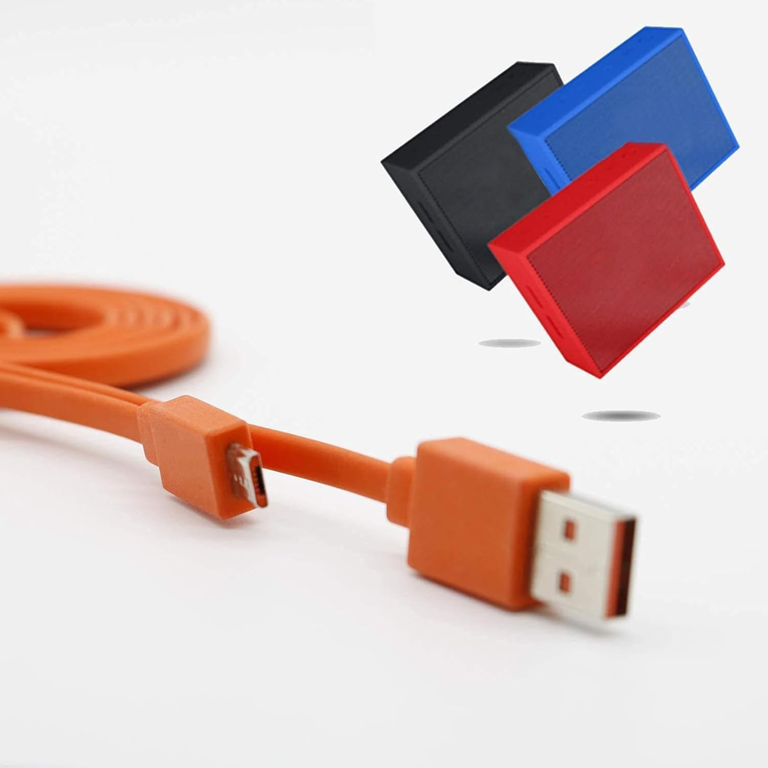 Aquelo USB Fast Power Charging Charger Cable Cord for JBL Wireless Bluetooth Speaker Earphone Headphone - 3.3FT & Orange (Charger) image number 5