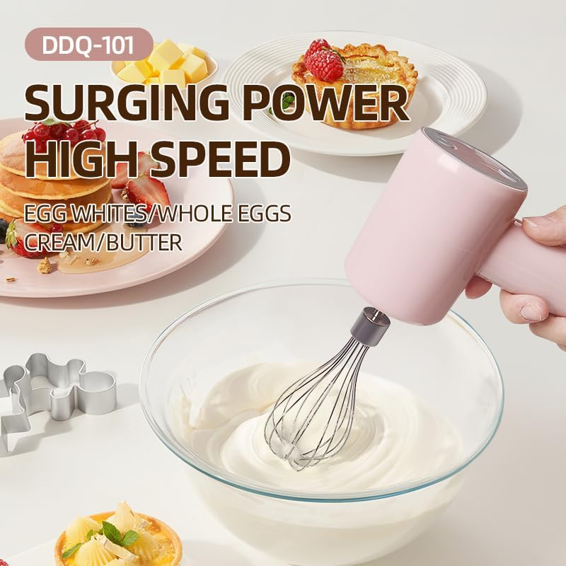 Hand Whisk Electric, 3 Speed Handheld Mixer,Two Whisk Mount Baking Mixer, Cordless Electric Hand Mixer for Eggs, Soups, Cream, Batters | Portable, Wireless & Rechargeable image number 5