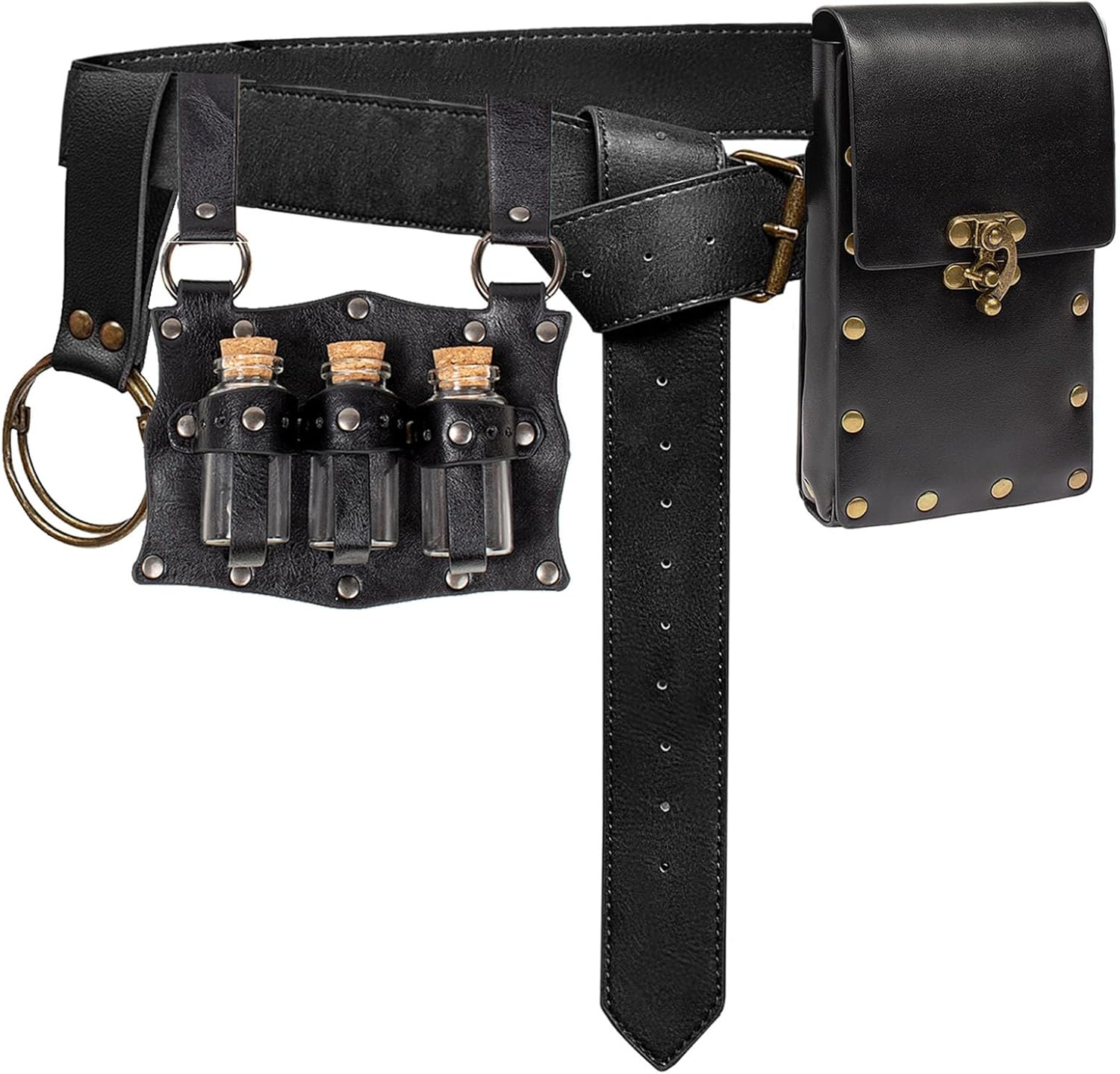 Renaissance Costume Accessories Casual Belt Pouch Fanny Pack Potion Bottle Skirt Hike Set Medieval Festival Halloween, Brown, Standard, Renaissance Costume Belt Pouch Fanny Pack Potion Bottle Set