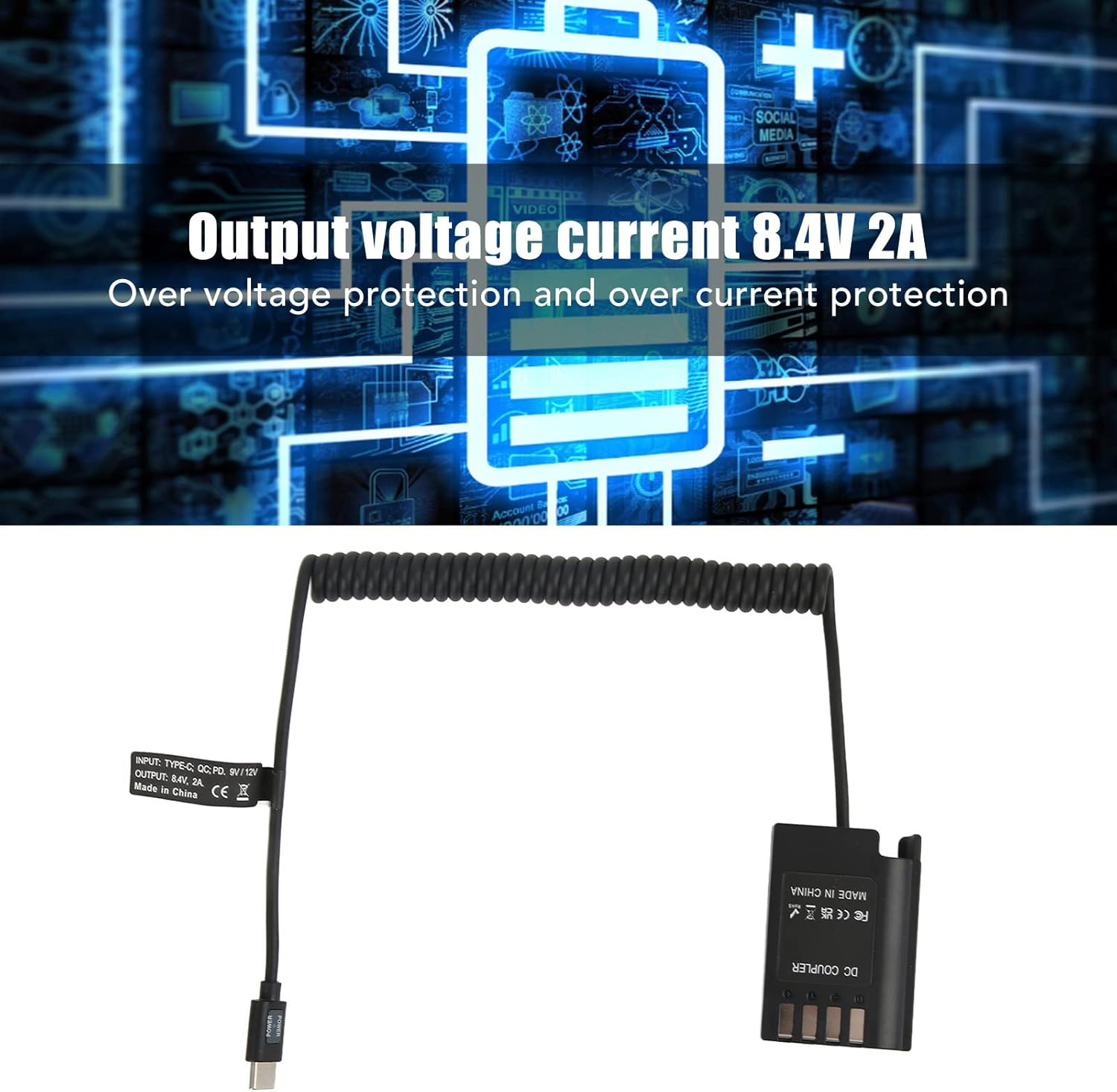 DMW DCC17 DC Power Adapter Power Connector DC Coupler DMW BLK22 Dummy Battery Power Supply Kit Type C Interface for Lumix S5 DCS5 DCS5K GH5M2 GH6 Digital Camera image number 6