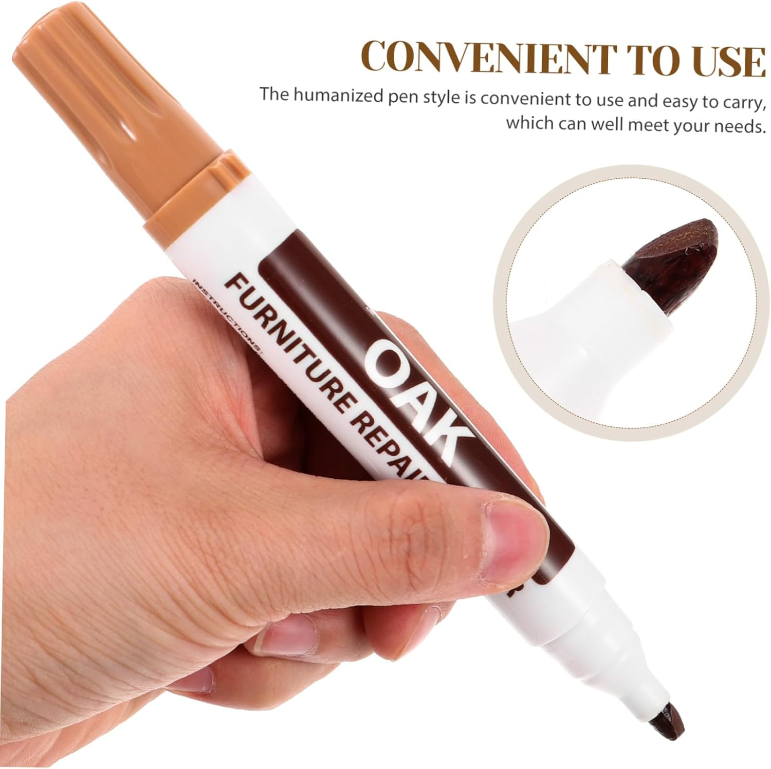 Furniture Touch-Up Marker Pen Wood Floor Repair Kit for Wooden Furniture Scratch and Floor Surface Restoration, 6 6 Set Multi-Color Repair Paint Pens for Home Door and Cabinet Maintenance image number 1