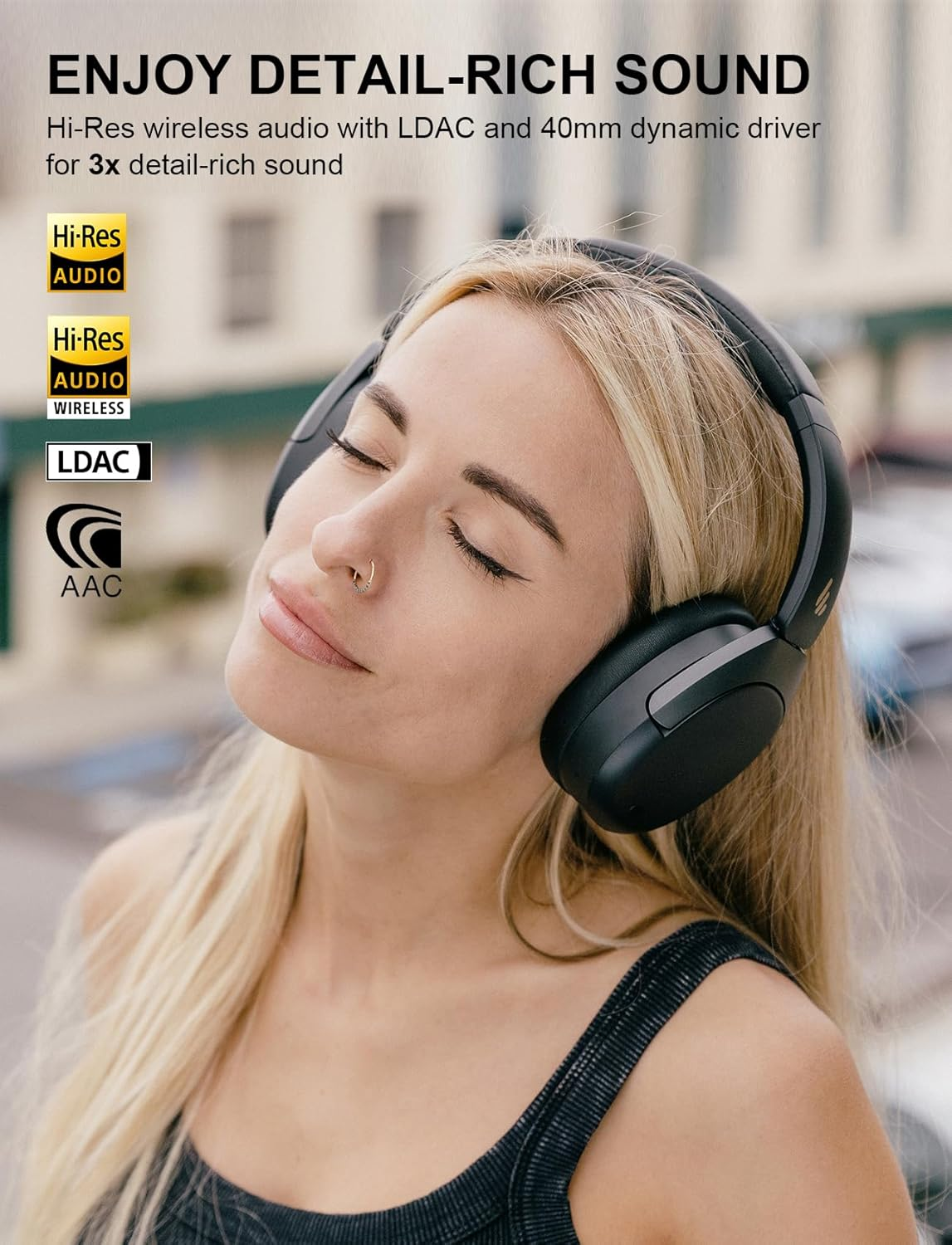 Edifier W830NB Active Noise Cancelling Headphones Bluetooth 5.4, Wired & Wireless Headphone with 6 ANC Modes, LDAC Hi-Res Wireless Audio, 94H Playtime, Custom EQ via App, 267G Light for Travel, Black image number 4