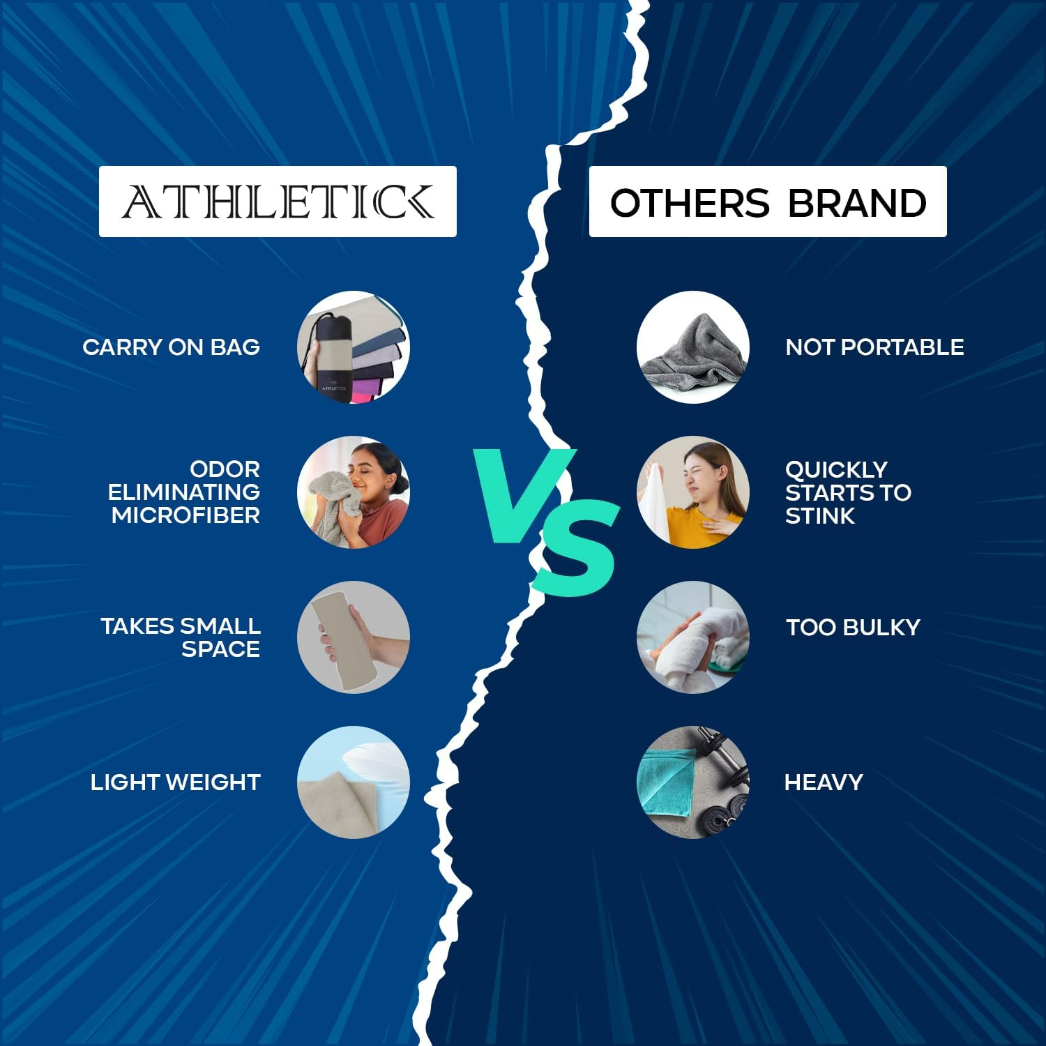 ATHLETICK 2 Pack Microfibre Towel Set for Gym, Yoga, Sports,Camping & Travel-400Gsm Quick Dry, Soft Hand Towels-Lightweight for Beach,Bath,Hiking,Hair & Kitchen-Super Absorbent with Bag (Grey) image number 3