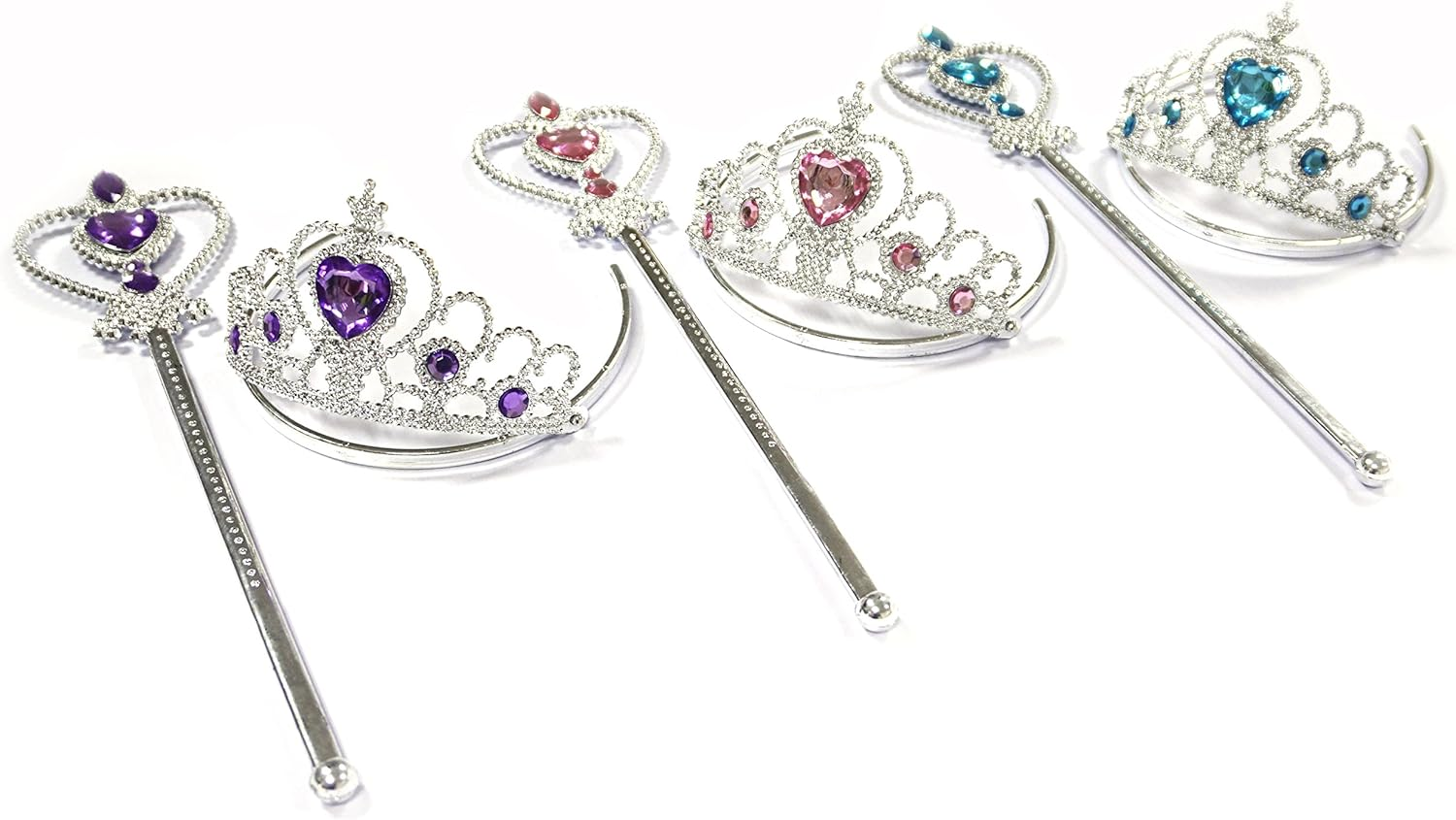 Kuzhi Frozen Elsa Crown Tiara and Wand Set &uml;C Silver Heart Jewel &iexcl;&shy; - Blue image number 5