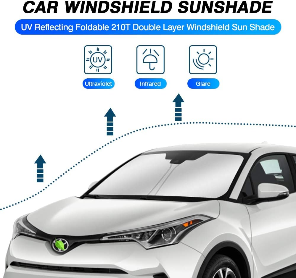 KUST Windshield Sun Shade for Toyota CHR 2018-2023 CH-R Window Cover Sun Visor Foldable Sunscreen Blocks UV Rays Keep Your Car Cooler image number 5