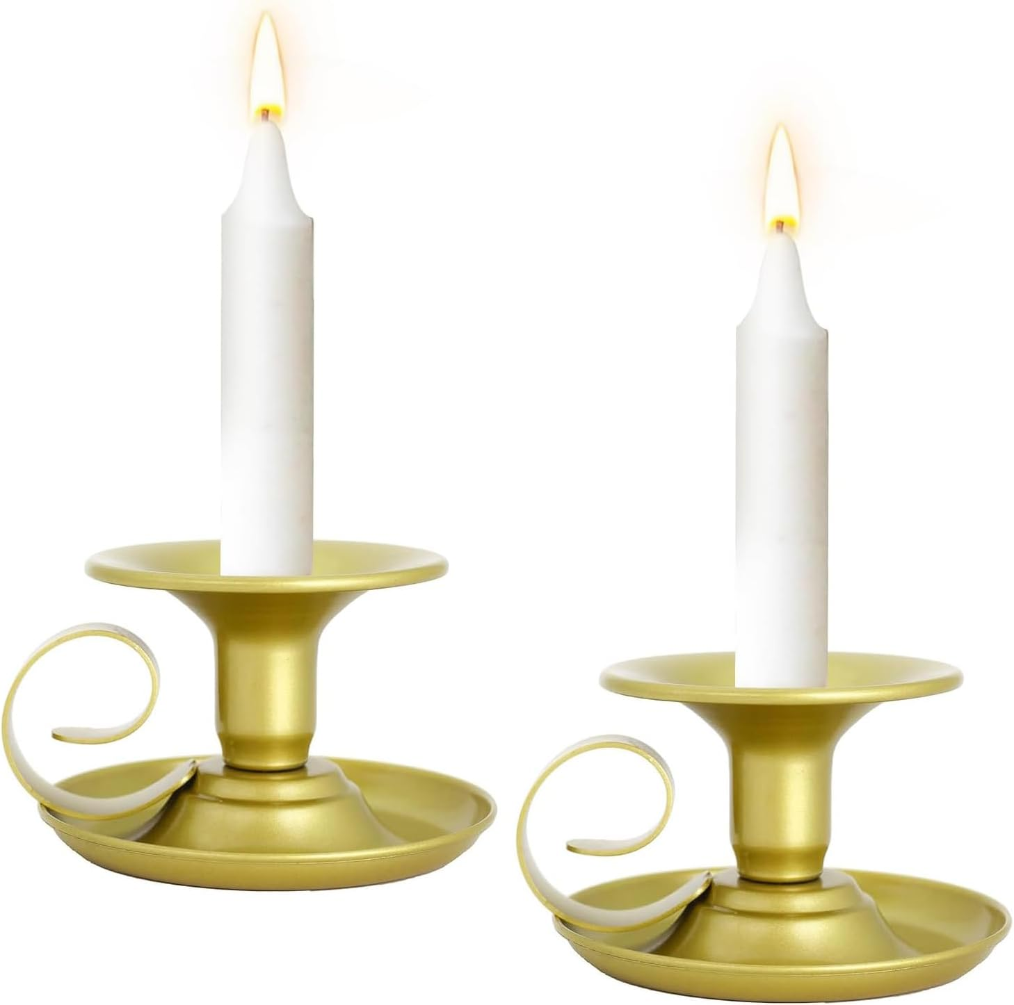 Candle Holder 2Pcs, Taper Metal Candle Stick Holder, Classic Candlestick Stand for Elegant Table Decor, Ideal for Parties, Weddings, and Home Lighting (Gold)
