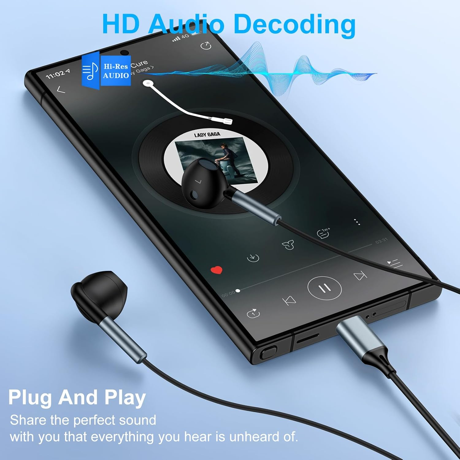 USB C Headphones Wired for Samsung Galaxy Z Fold7 Z Flip7 FE S25 Ultra S25 Edge S25+ S24 FE S23/A26 A36 A56/Pixel 9A 8, Type C Earbuds Hifi Stereo USB C Wired Earphones with Microphone Volume Control image number 3